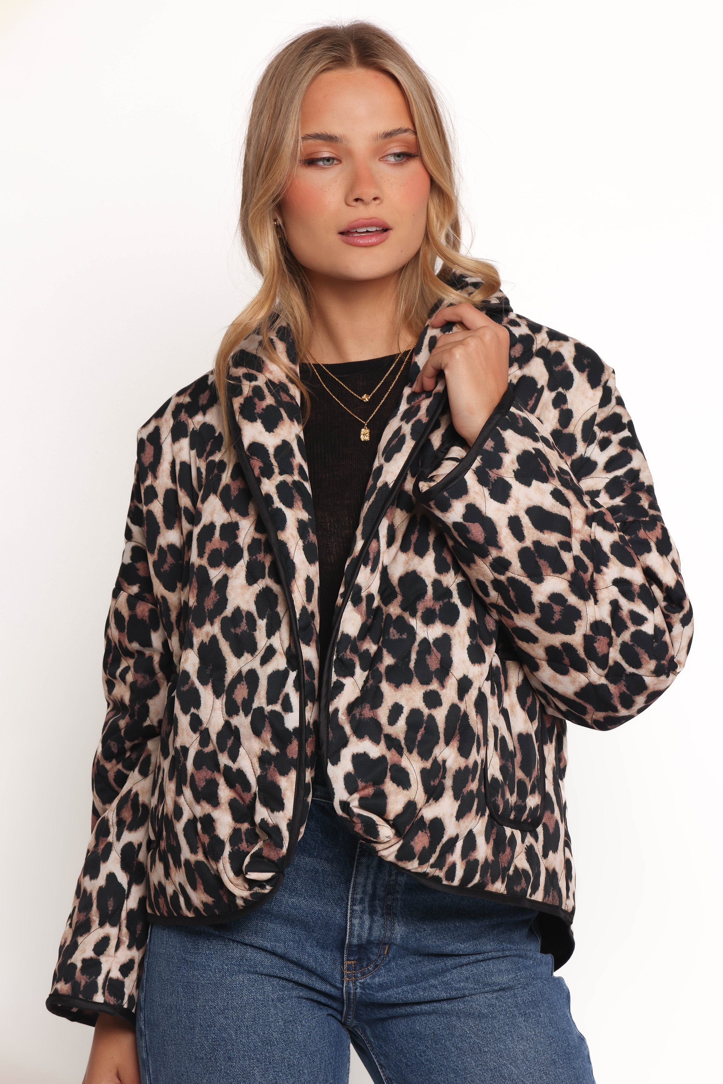 Petal and Pup USA OUTERWEAR Marcos Leopard Print Quilted Jacket - Leopard