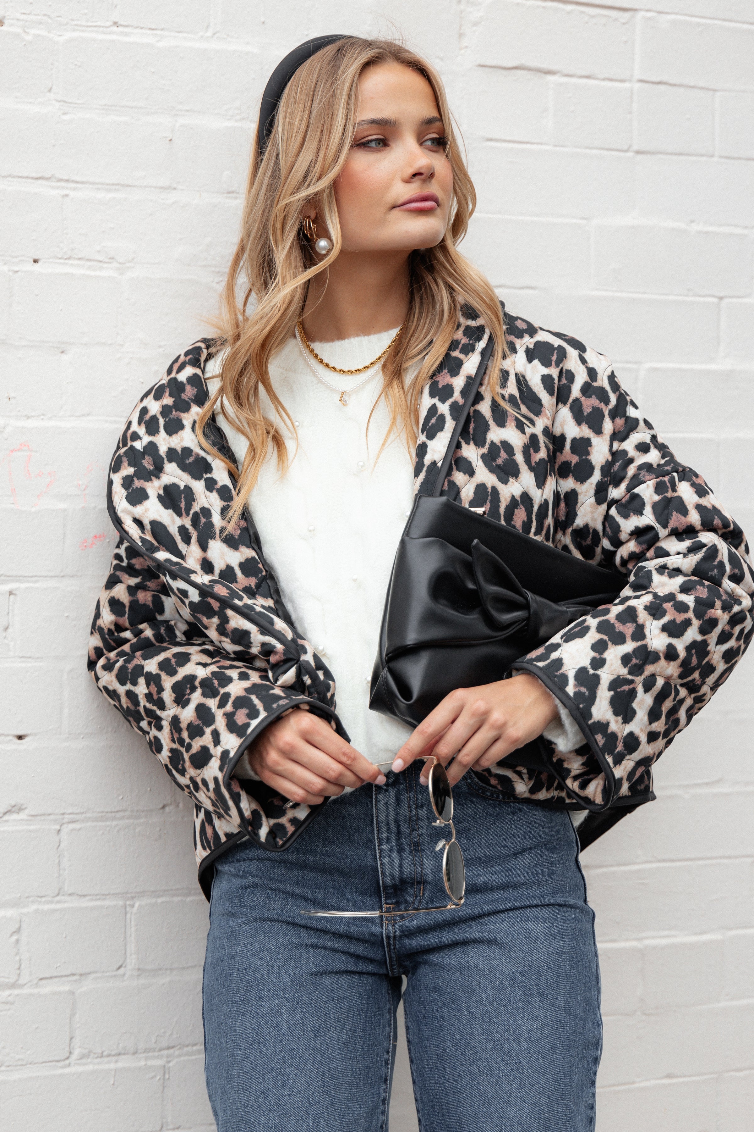 Petal and Pup USA OUTERWEAR Marcos Leopard Print Quilted Jacket - Leopard