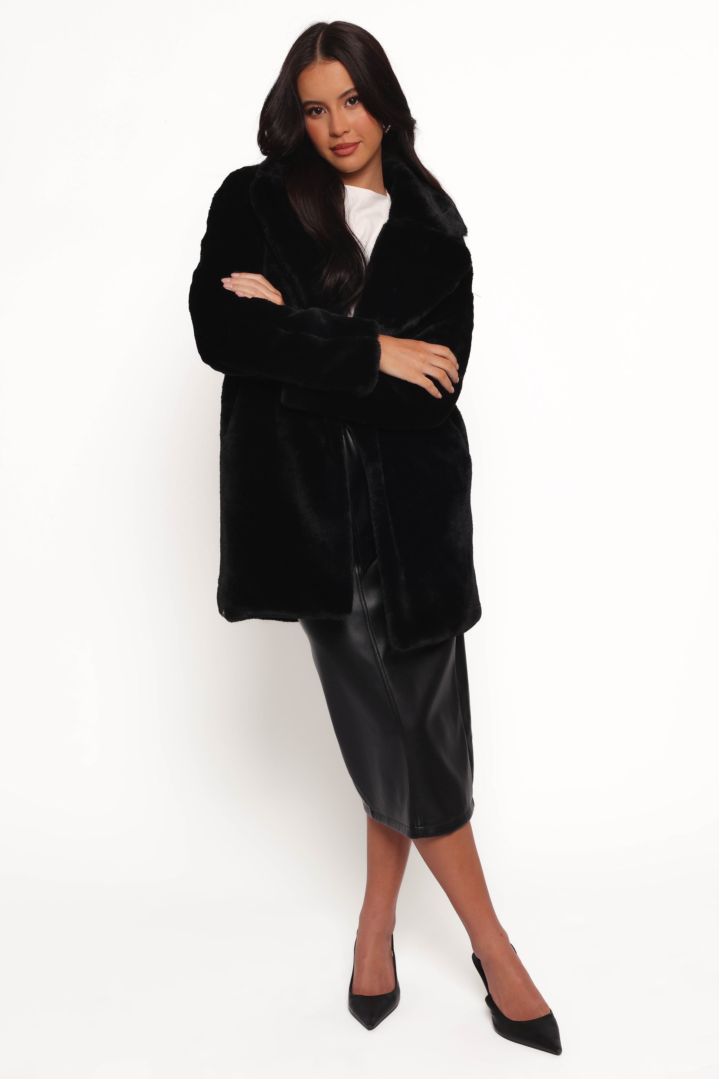 Petal and Pup USA OUTERWEAR Meeka Faux Fur Jacket - Black