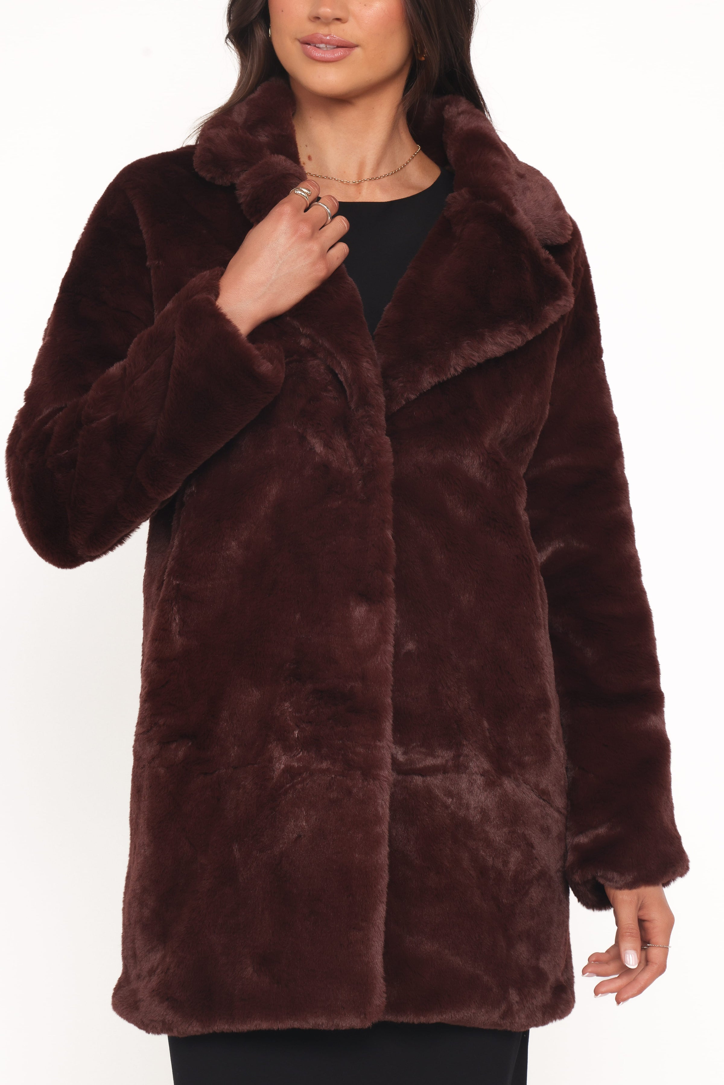 Petal and Pup USA OUTERWEAR Meeka Faux Fur Jacket - Burgundy