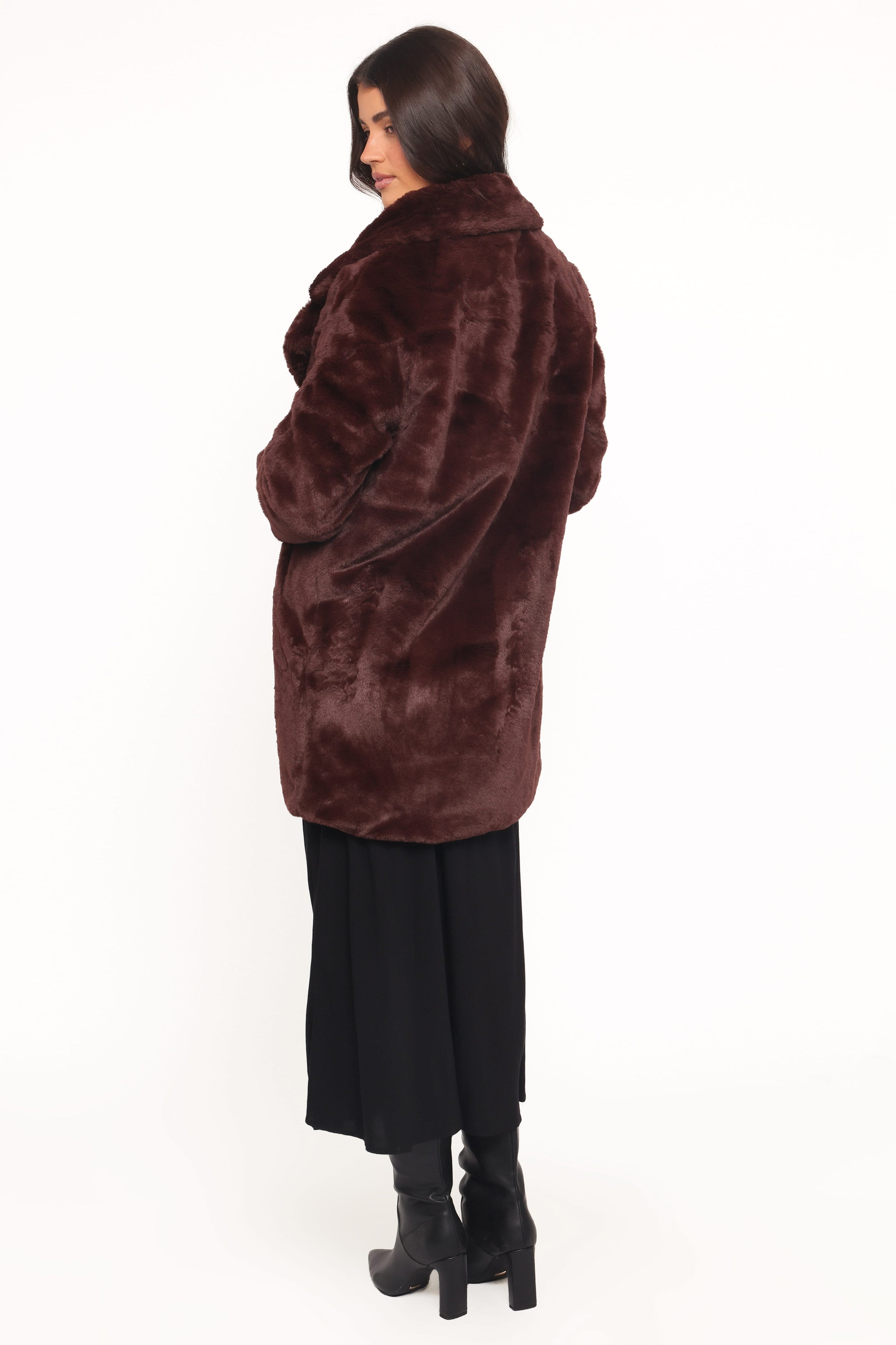 Petal and Pup USA OUTERWEAR Meeka Faux Fur Jacket - Burgundy