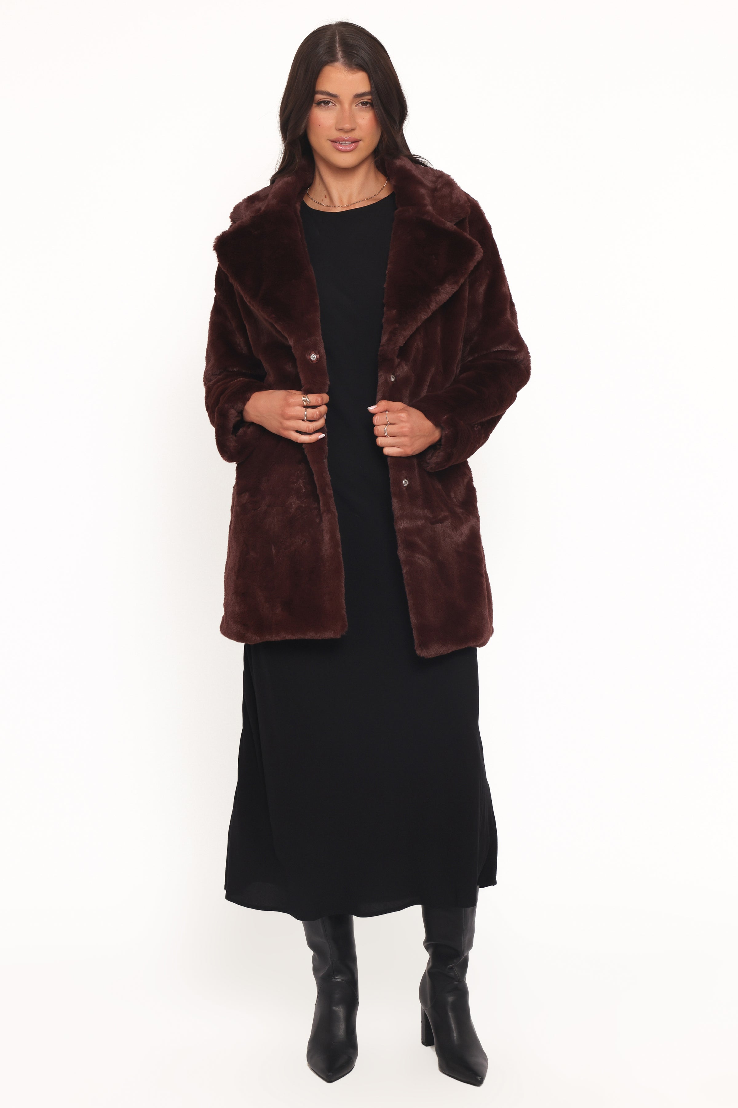 Petal and Pup USA OUTERWEAR Meeka Faux Fur Jacket - Burgundy