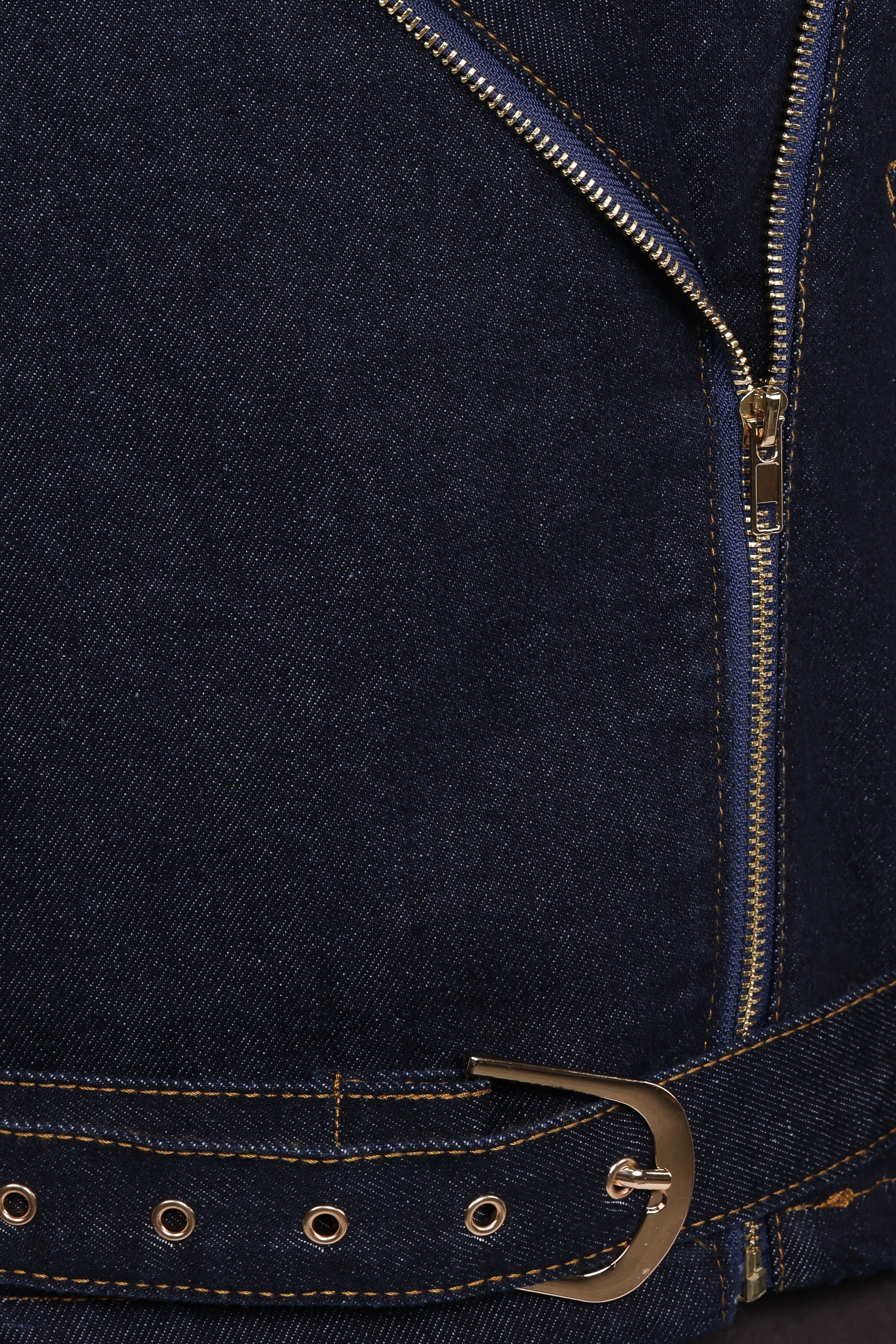 Petal and Pup USA OUTERWEAR Mira Denim Moto Jacket - Dark Indigo