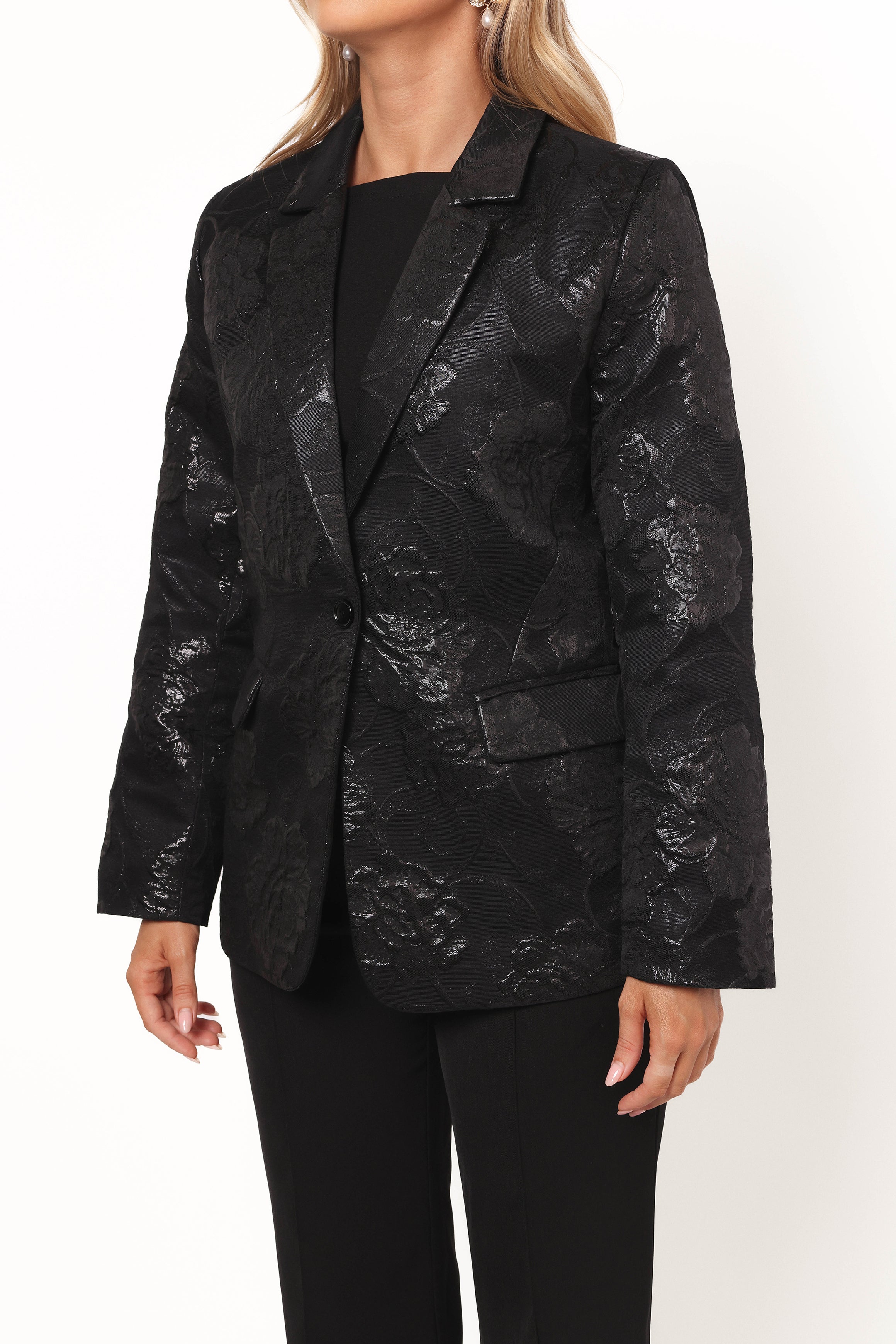 Petal and Pup USA OUTERWEAR Mossie Jacquard Blazer - Black