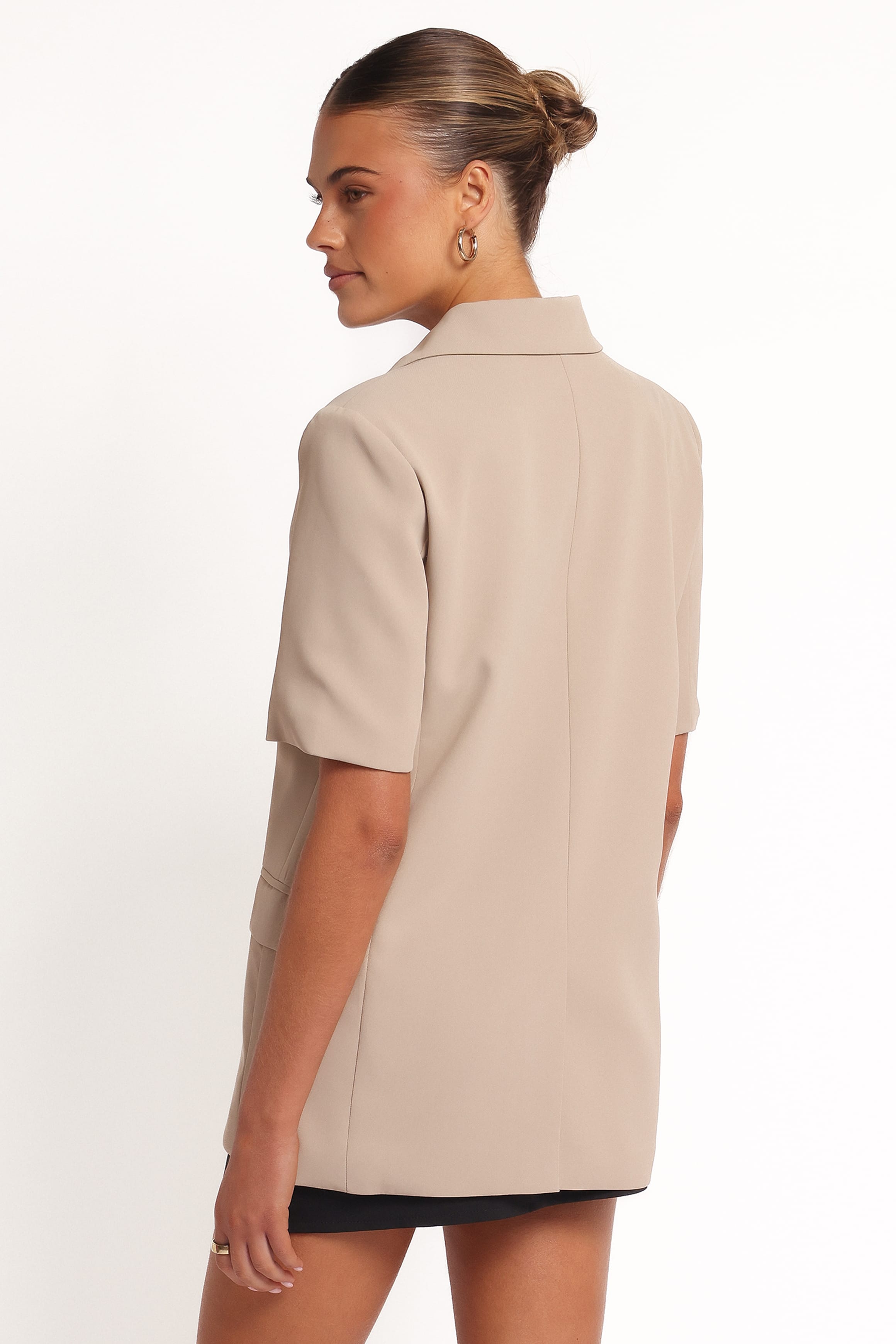 Petal and Pup USA OUTERWEAR Nora Short Sleeve Blazer - Beige