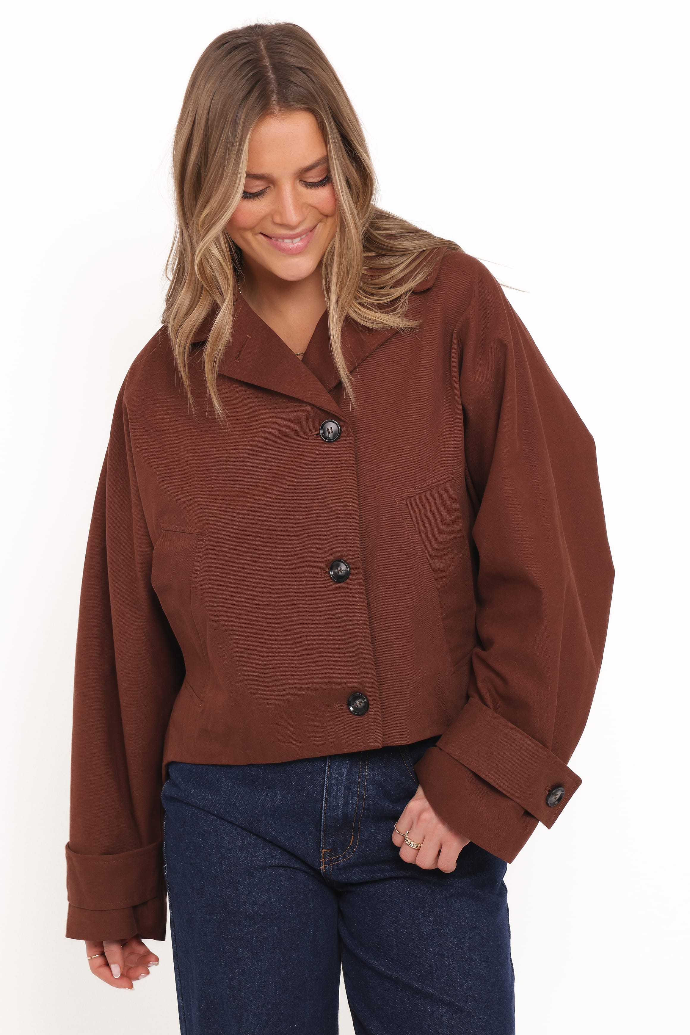 Petal and Pup USA OUTERWEAR Notion Cropped Trench - Espresso