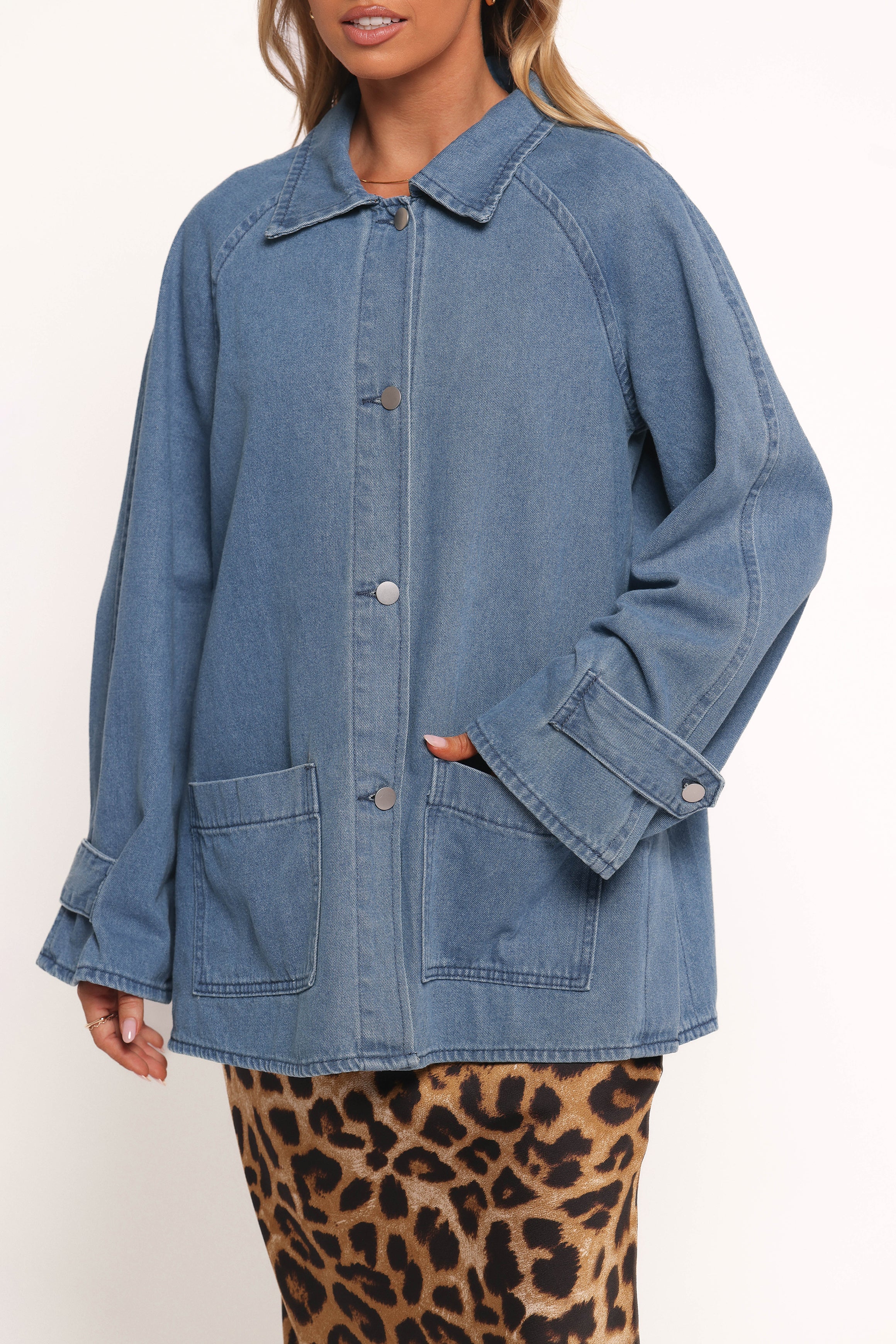 Petal and Pup USA OUTERWEAR Novan Oversized Shacket - Denim