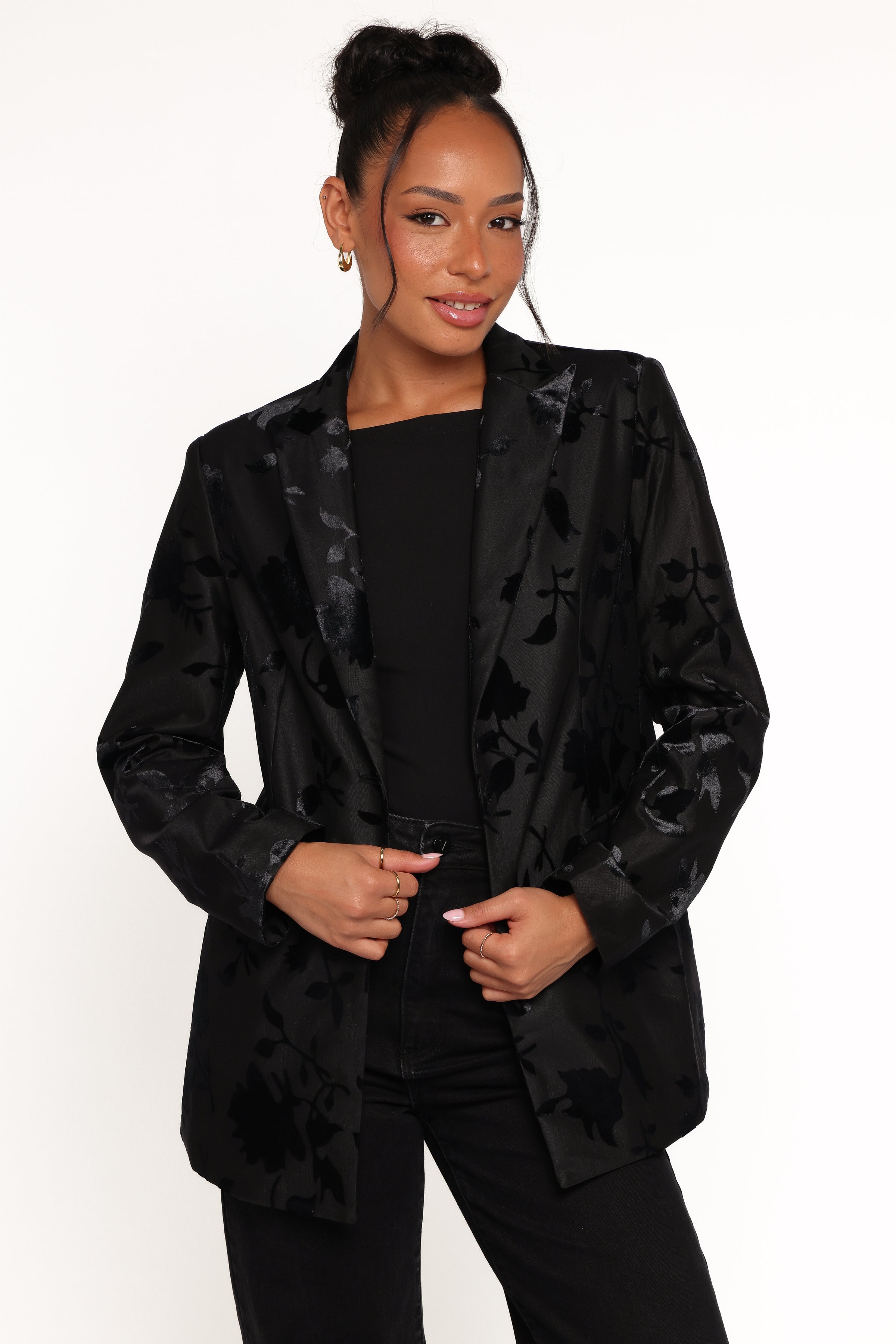Petal and Pup USA OUTERWEAR Ollie Burnout Blazer - Black Velvet