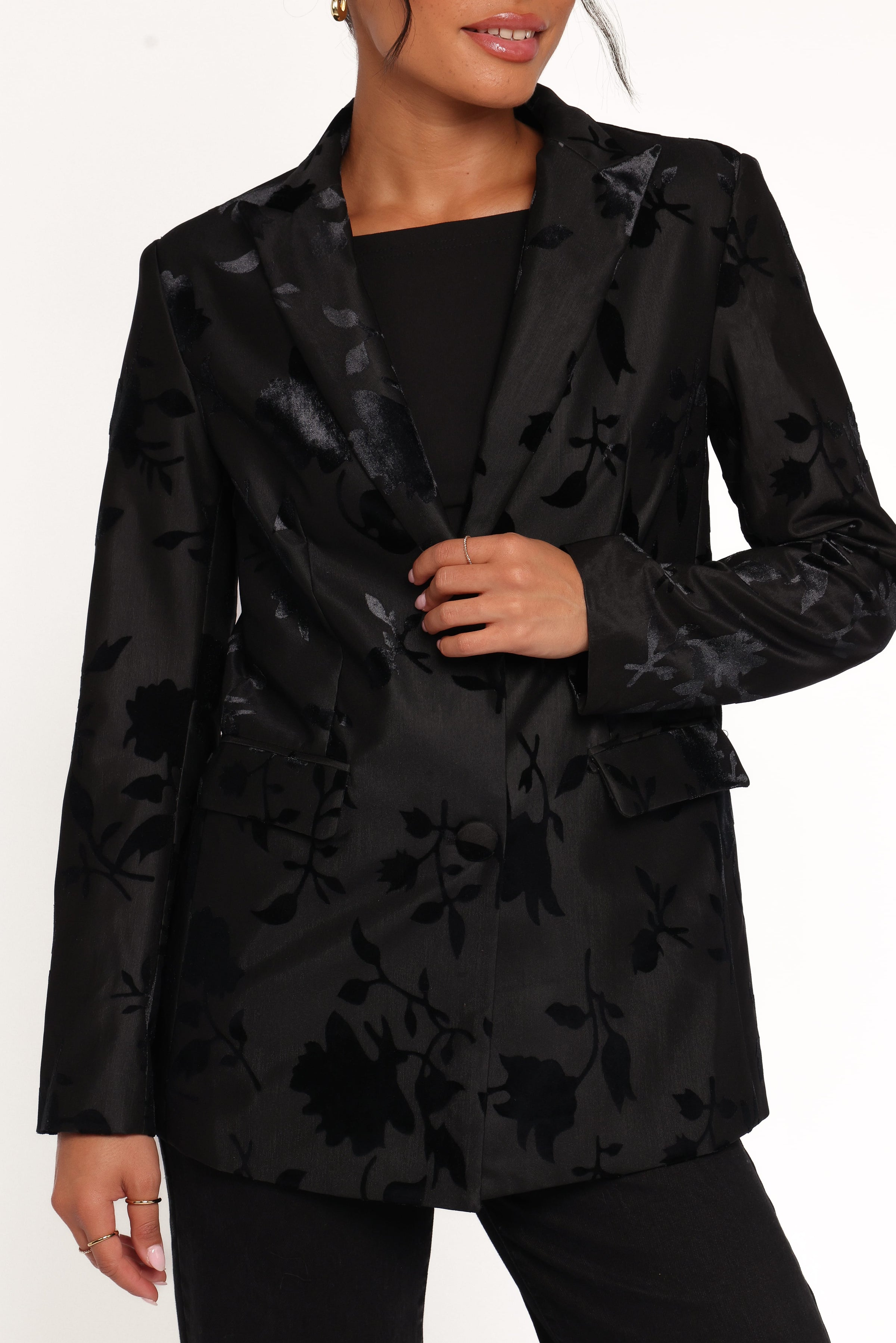Petal and Pup USA OUTERWEAR Ollie Burnout Blazer - Black Velvet
