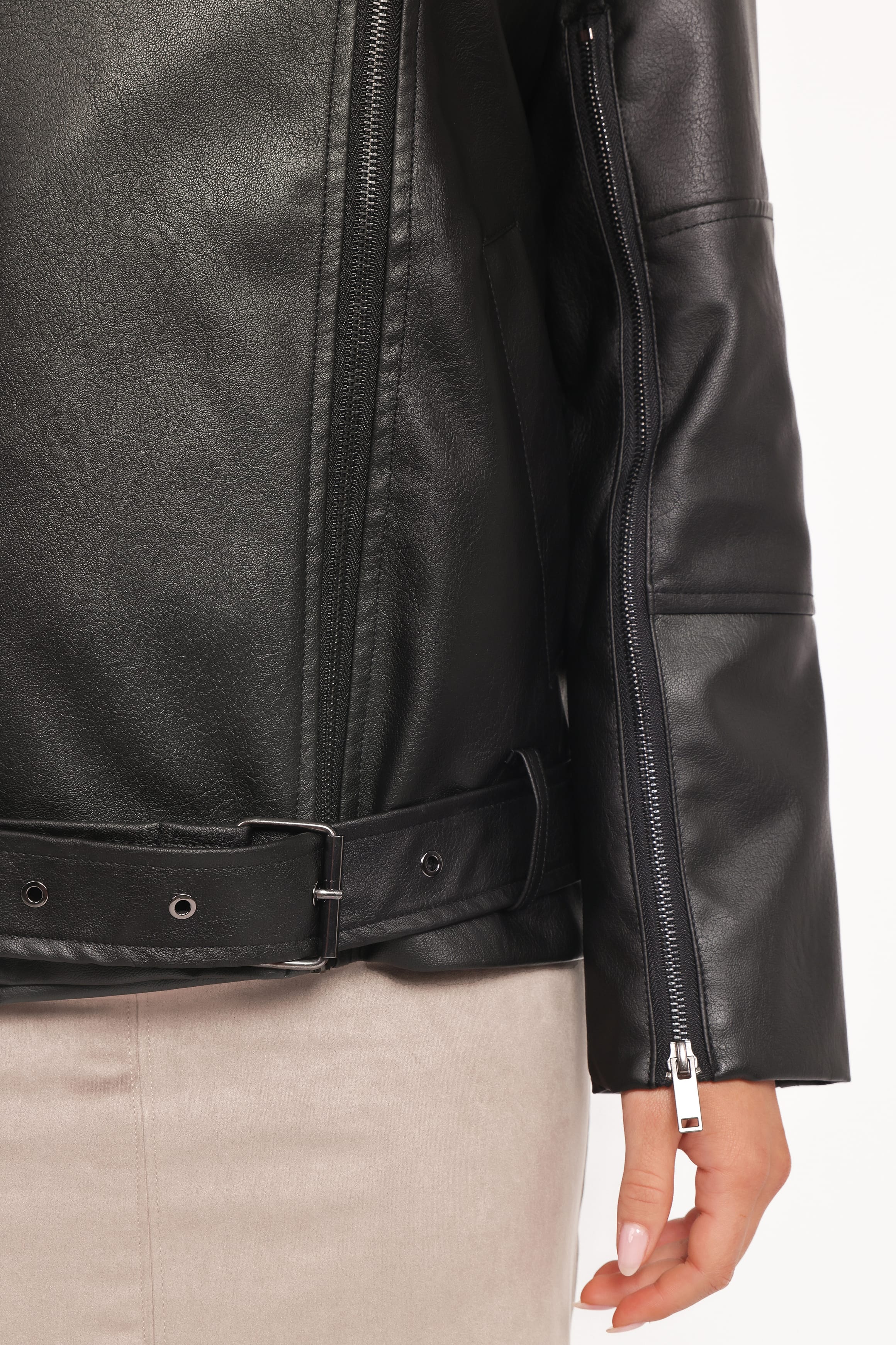Petal and Pup USA OUTERWEAR Parsons Oversized Faux Leather Moto Jacket - Black