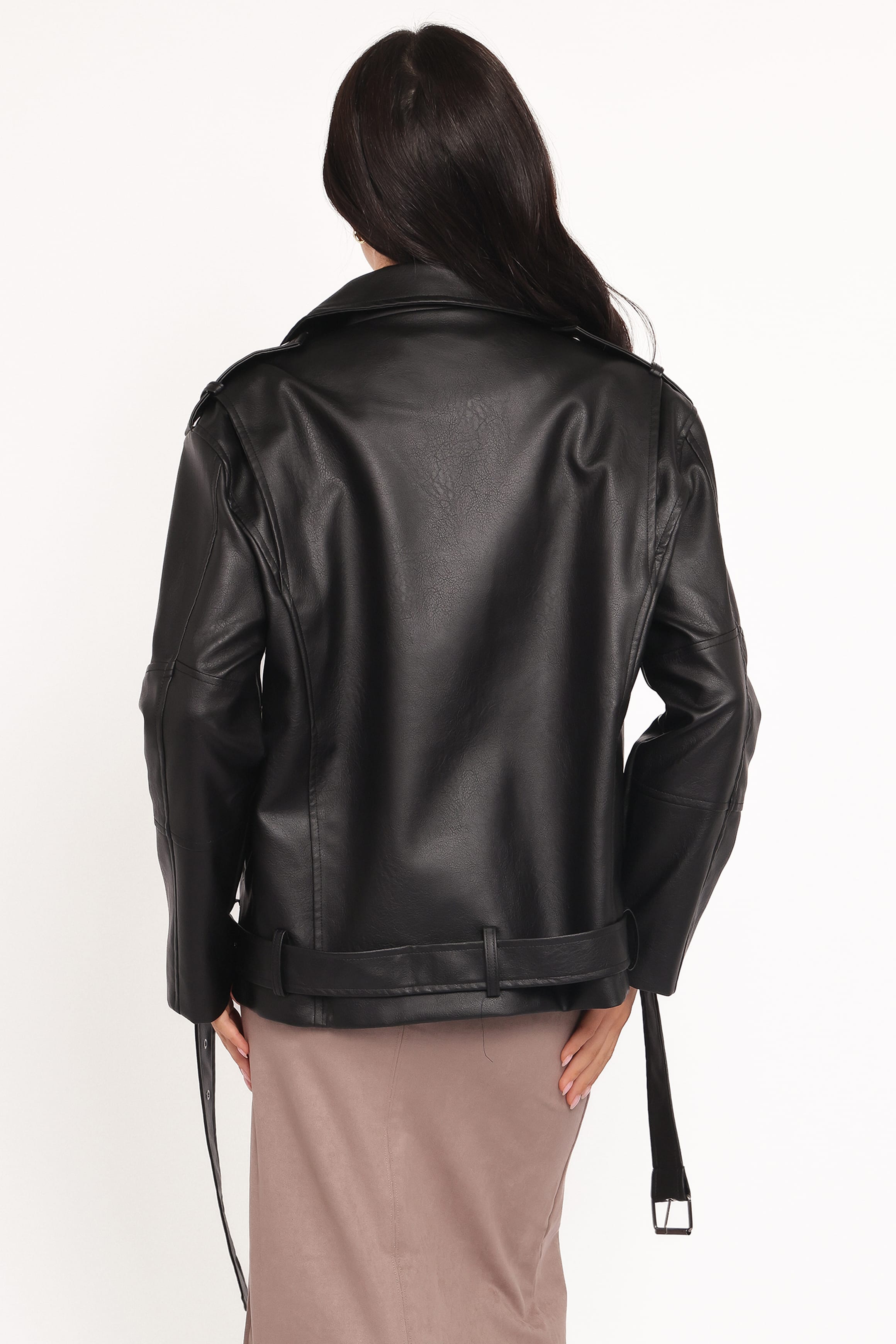 Petal and Pup USA OUTERWEAR Parsons Oversized Faux Leather Moto Jacket - Black