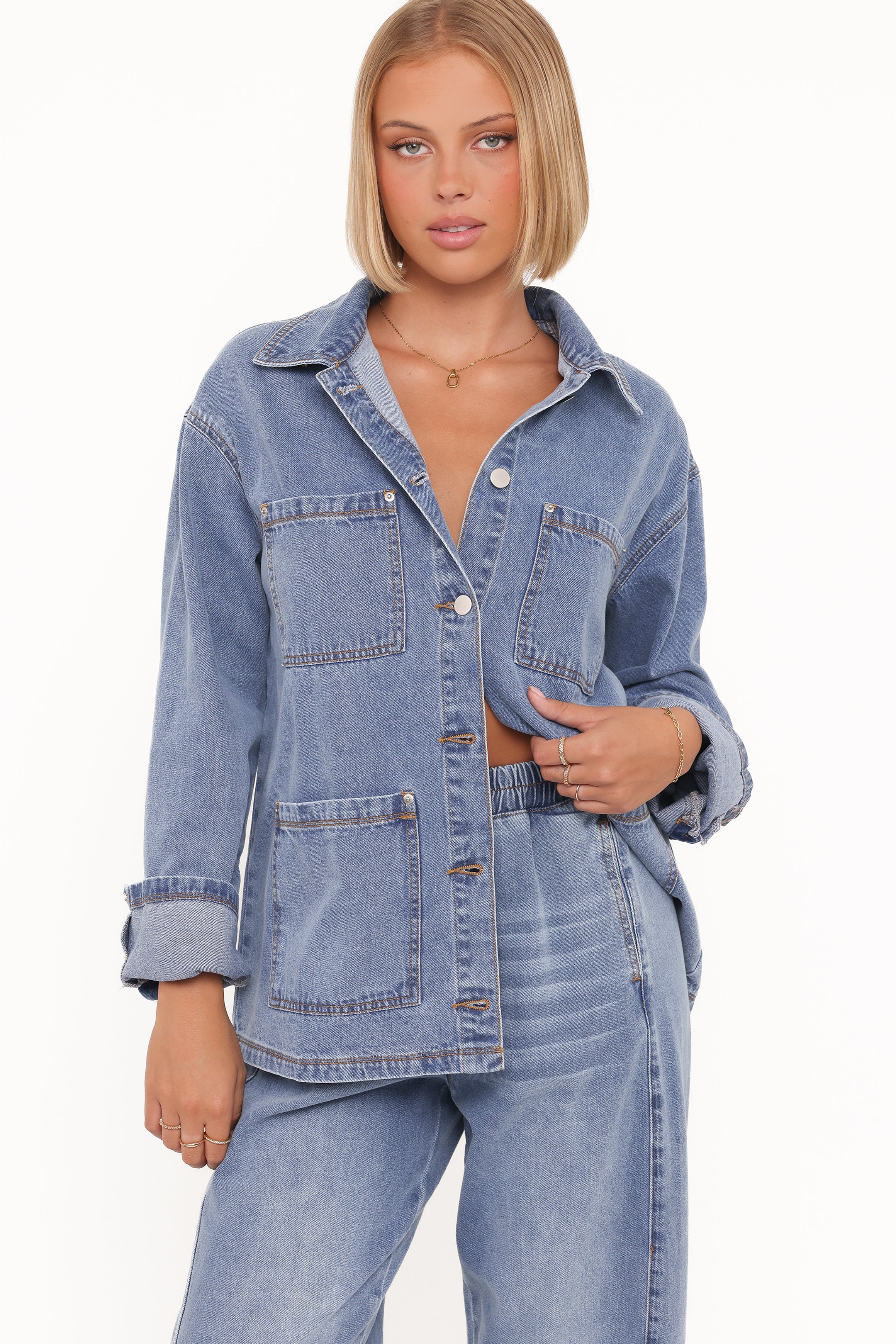 Petal and Pup USA OUTERWEAR Remy Denim Utility Jacket - Medium Wash