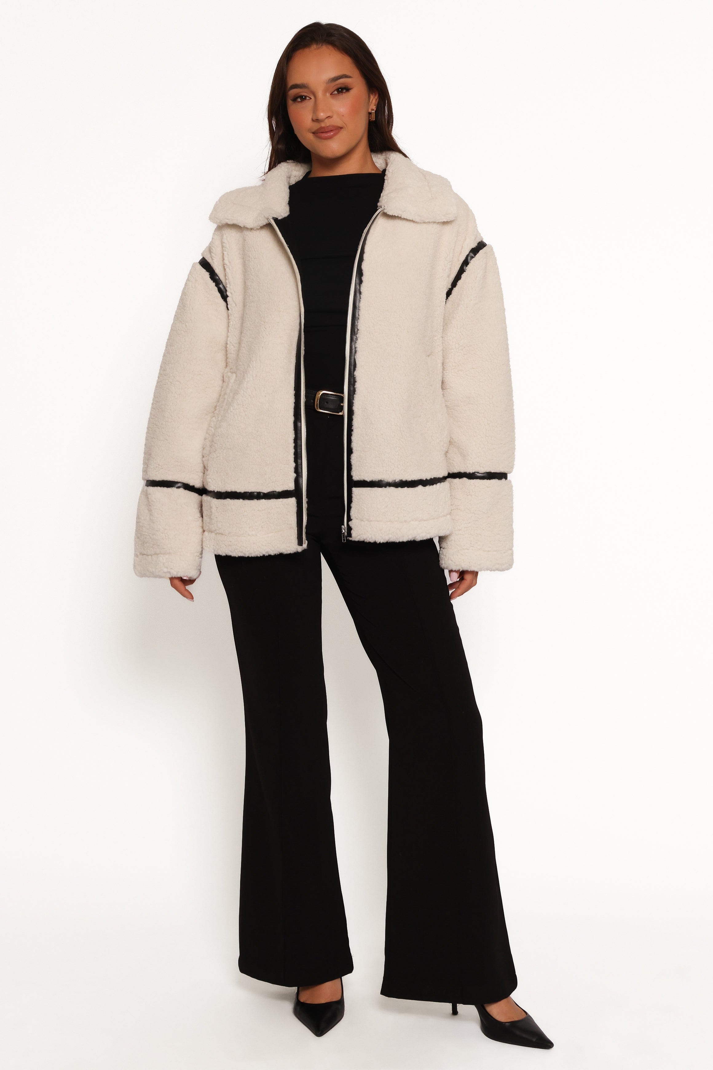 Petal and Pup USA OUTERWEAR Ricki Faux Sherling Jacket - White
