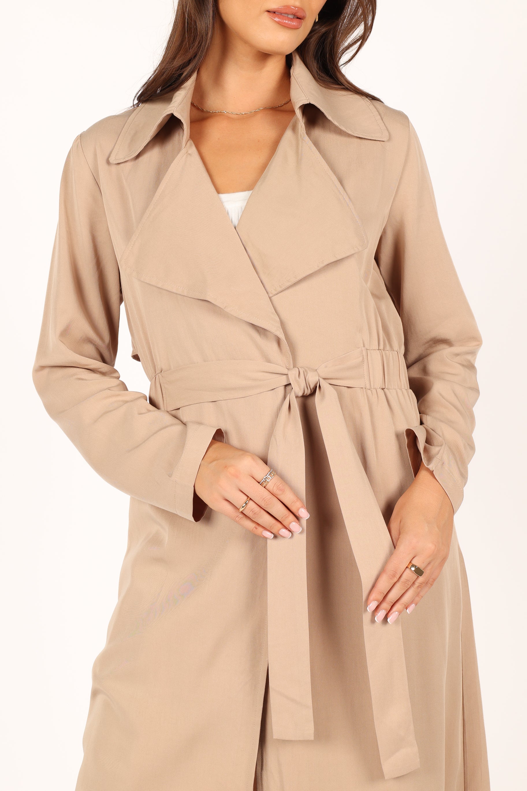 Petal and Pup USA Outerwear Robyn Tie Front Trench Coat - Beige