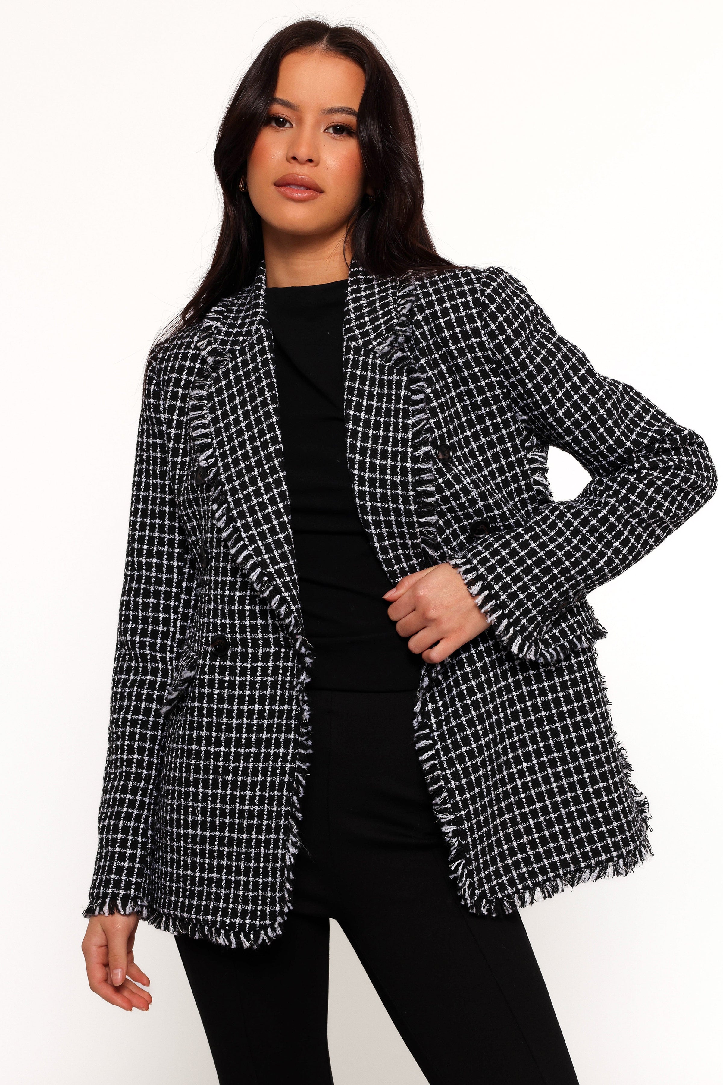 Petal and Pup USA OUTERWEAR Rocco Hem Blazer - Black/White