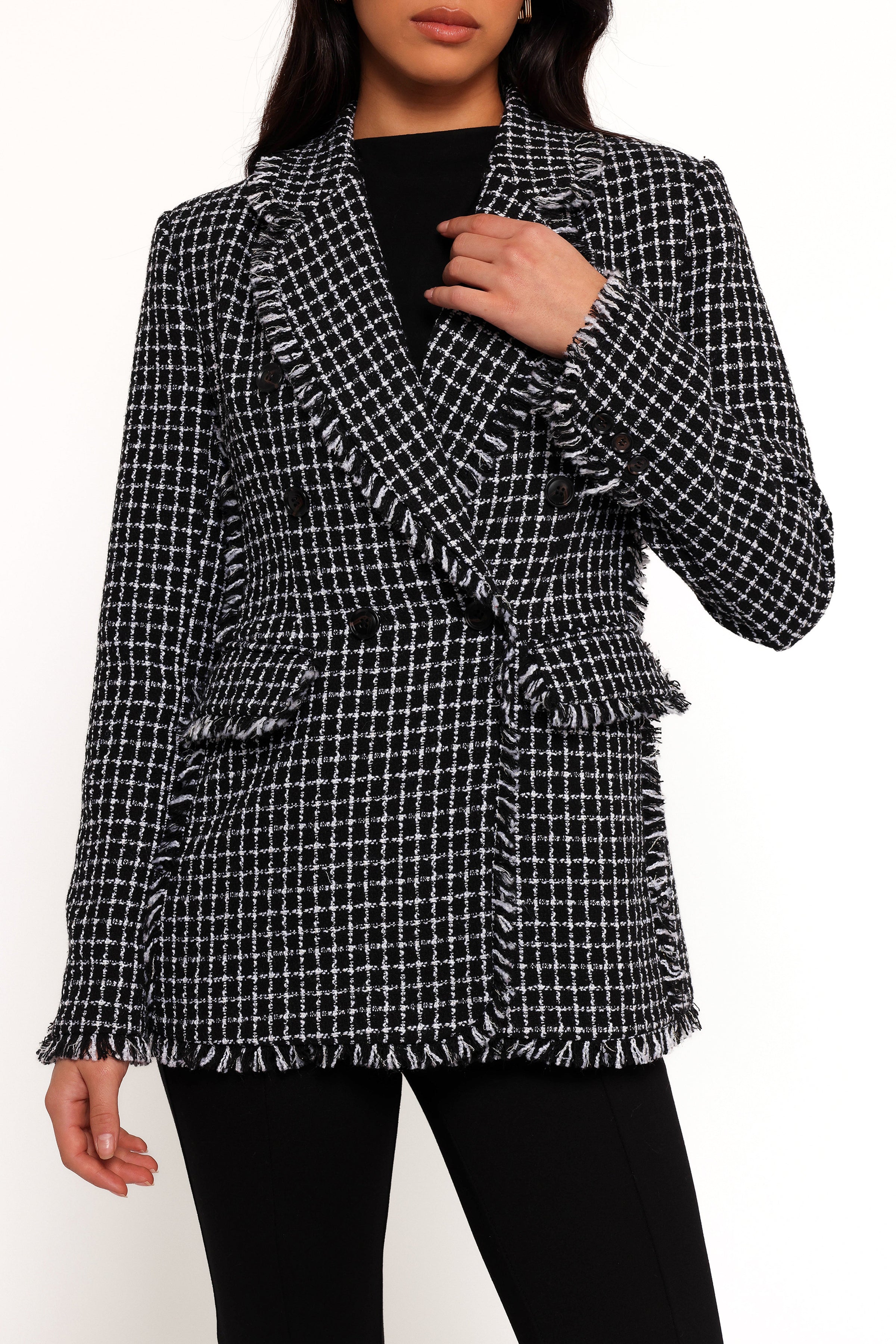Petal and Pup USA OUTERWEAR Rocco Hem Blazer - Black/White