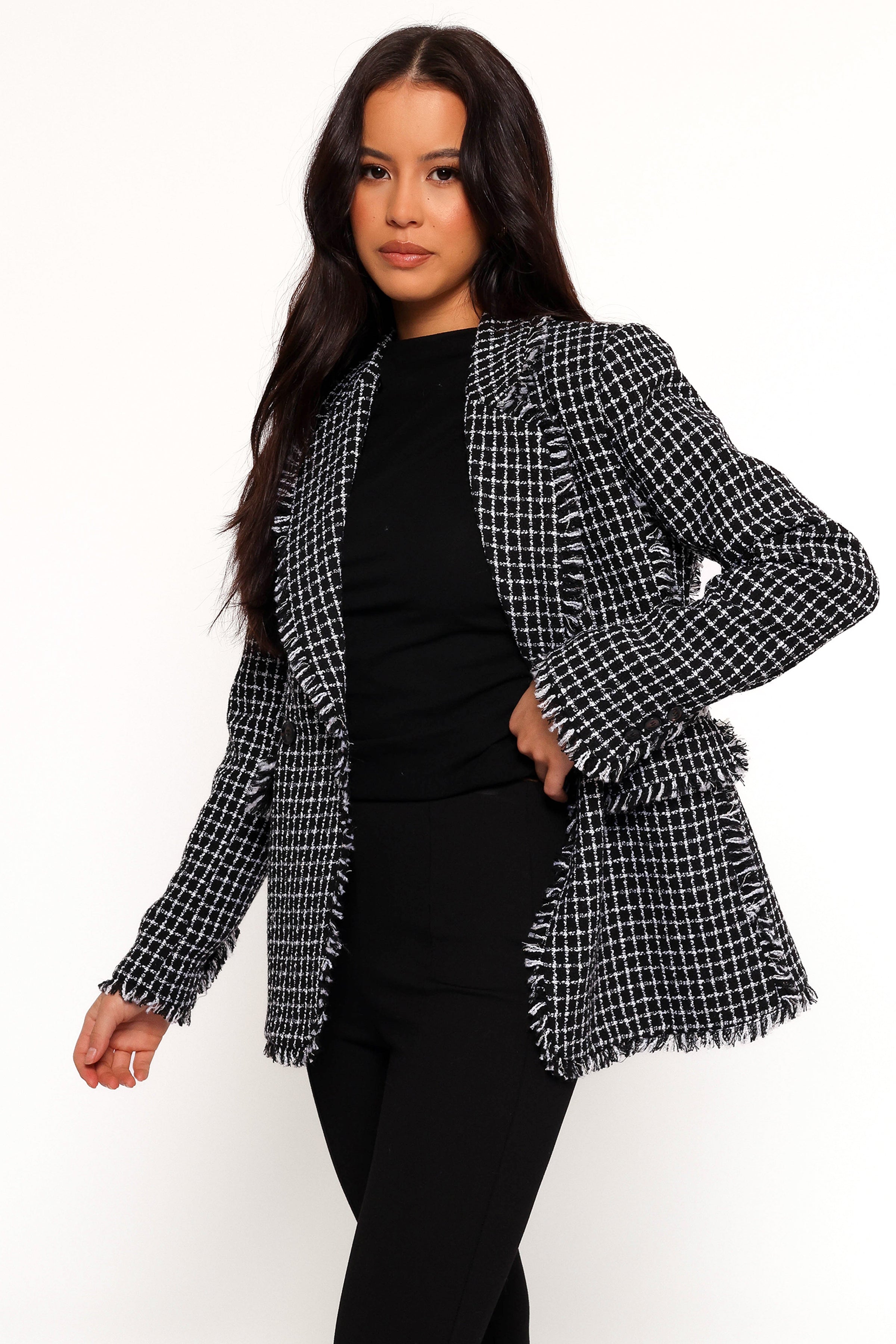 Petal and Pup USA OUTERWEAR Rocco Hem Blazer - Black/White