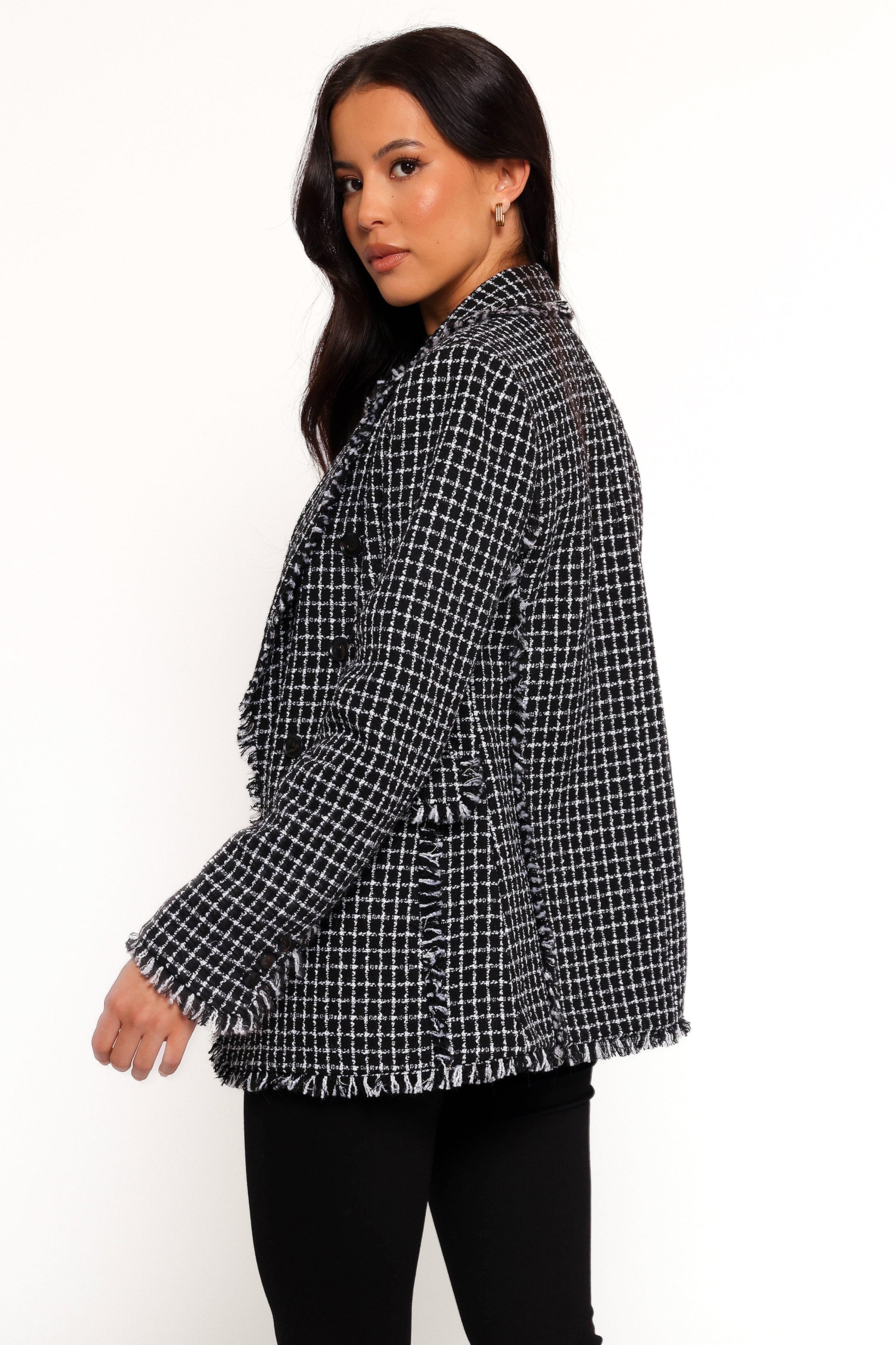 Petal and Pup USA OUTERWEAR Rocco Hem Blazer - Black/White