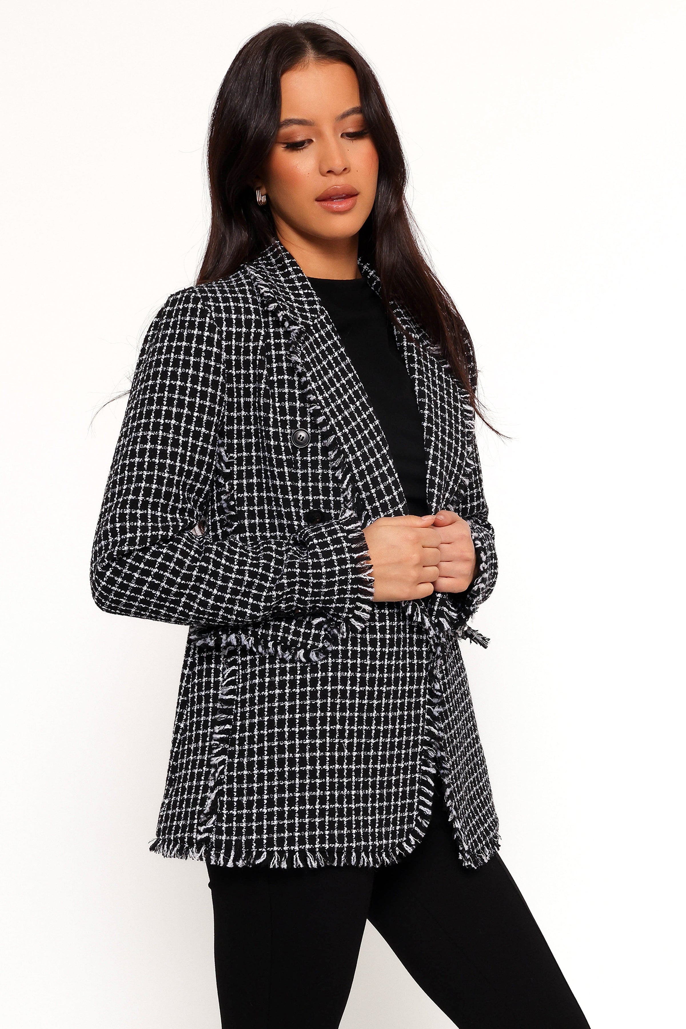 Petal and Pup USA OUTERWEAR Rocco Hem Blazer - Black/White