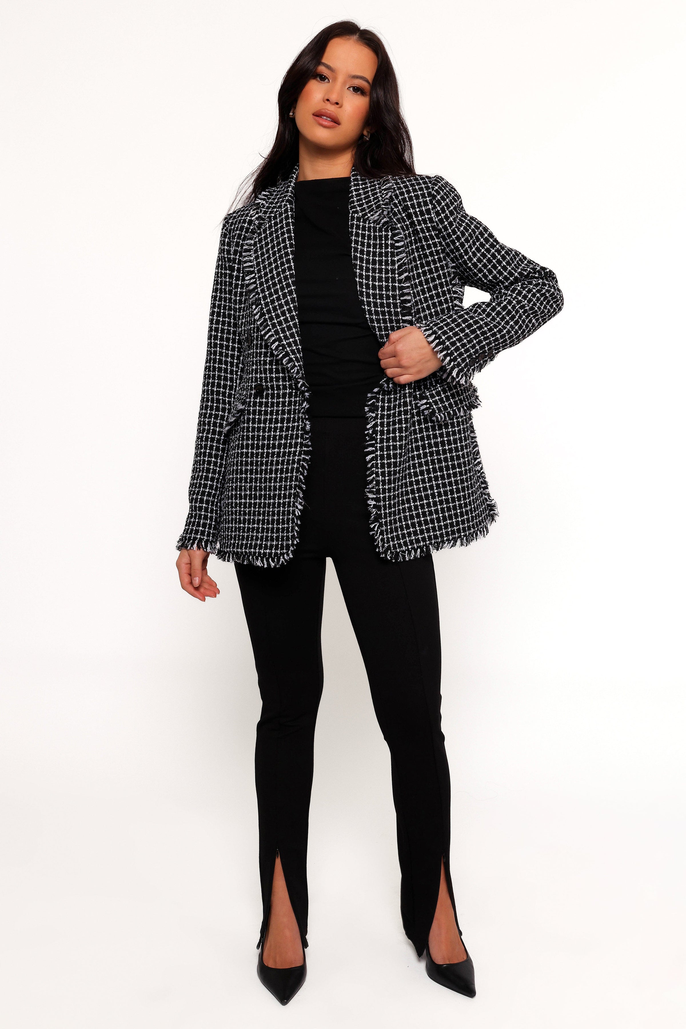 Petal and Pup USA OUTERWEAR Rocco Hem Blazer - Black/White