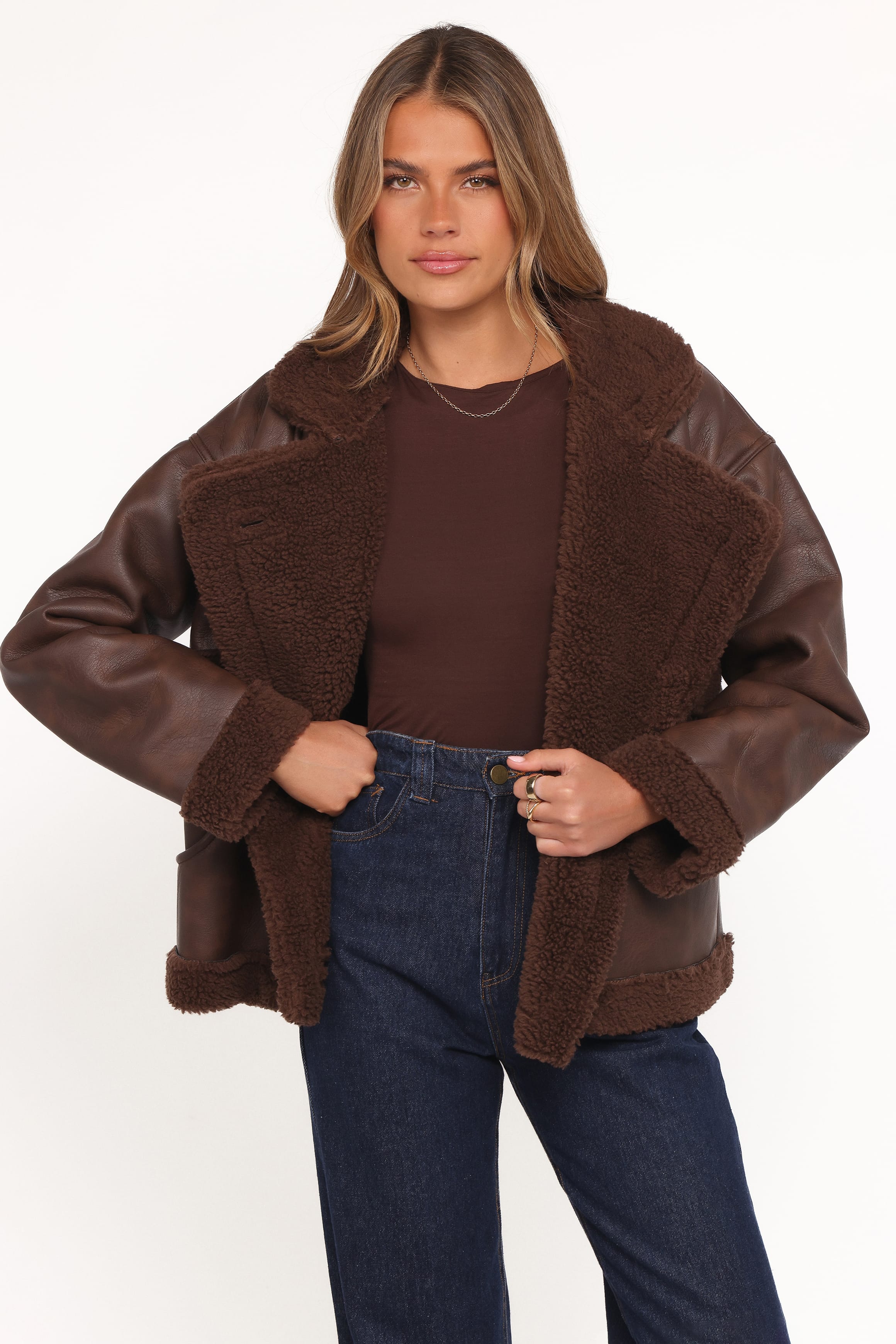 Petal and Pup USA OUTERWEAR Sherpa Car Coat - Chocolate