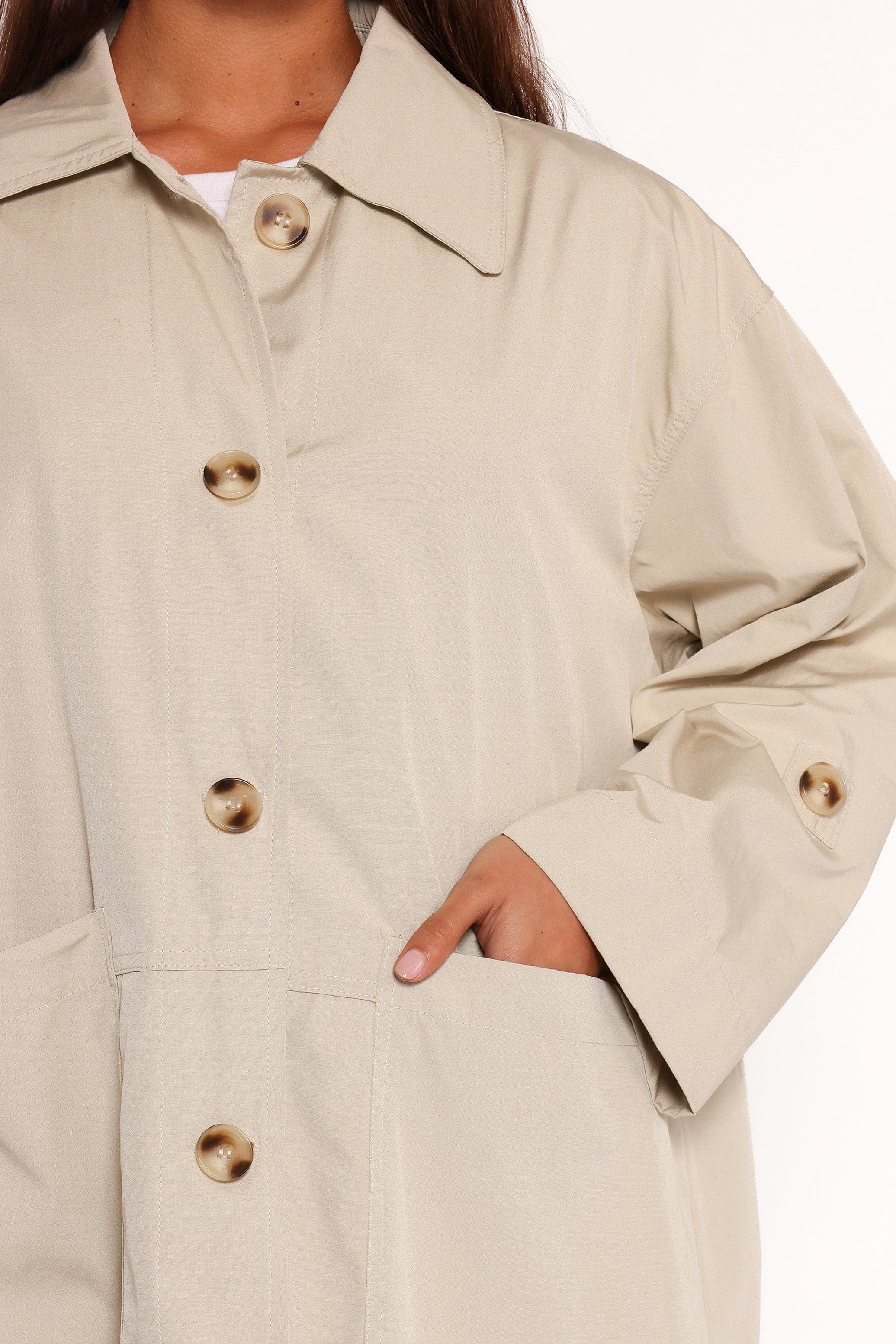 Petal and Pup USA OUTERWEAR Stella Button Front Collar Jacket - Taupe