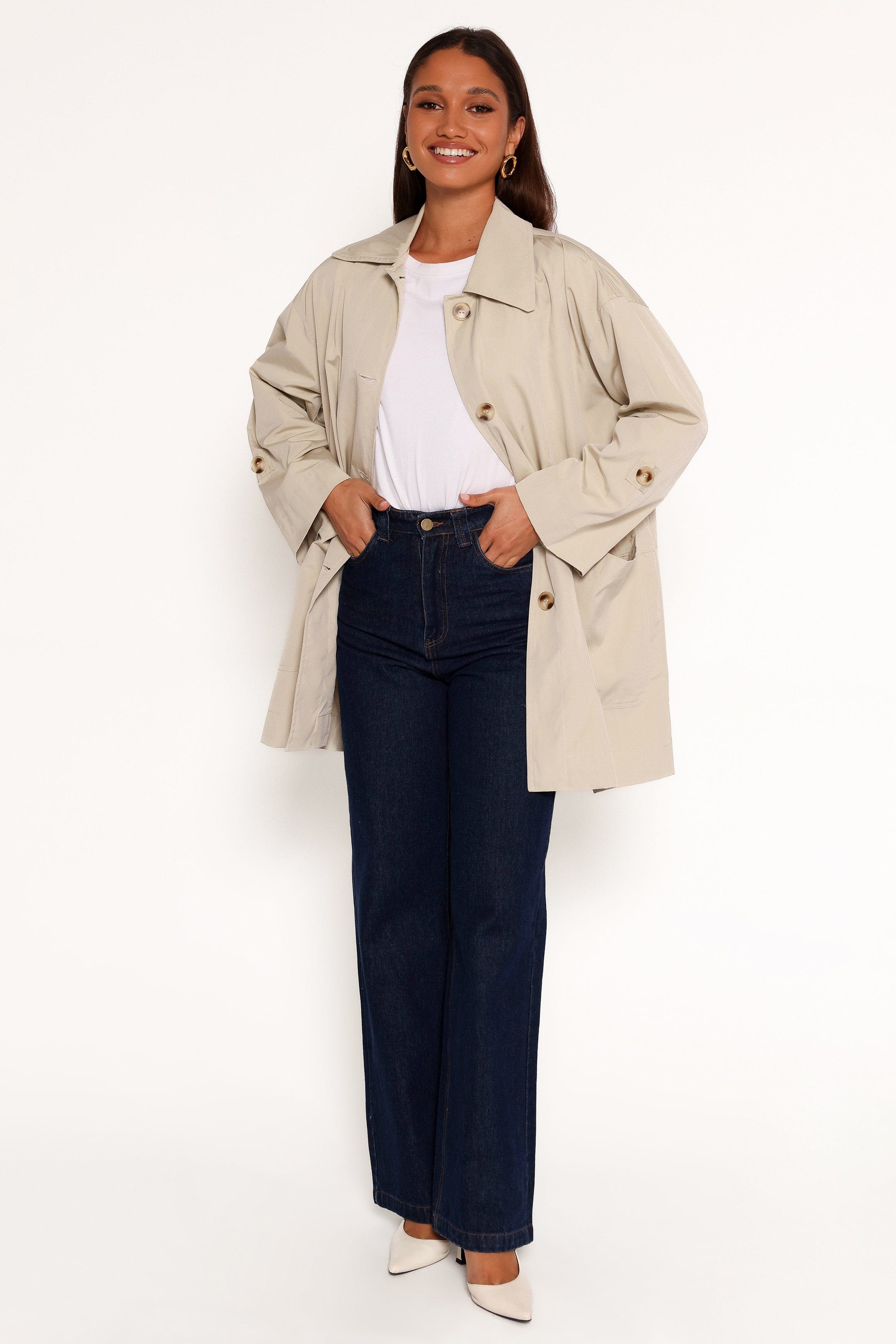 Petal and Pup USA OUTERWEAR Stella Button Front Collar Jacket - Taupe