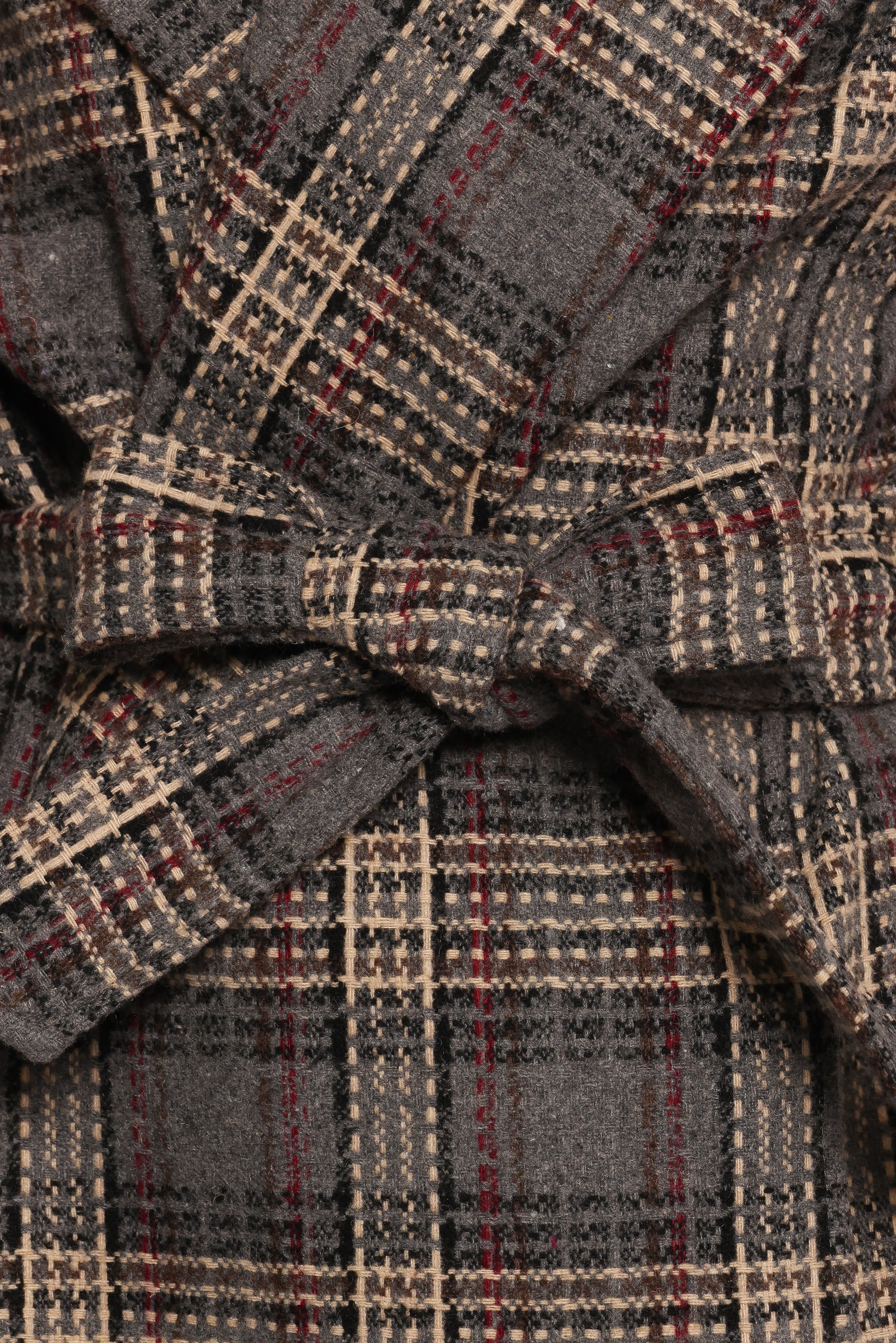 Petal and Pup USA OUTERWEAR Torie Waist Tie Long Coat - Grey Check