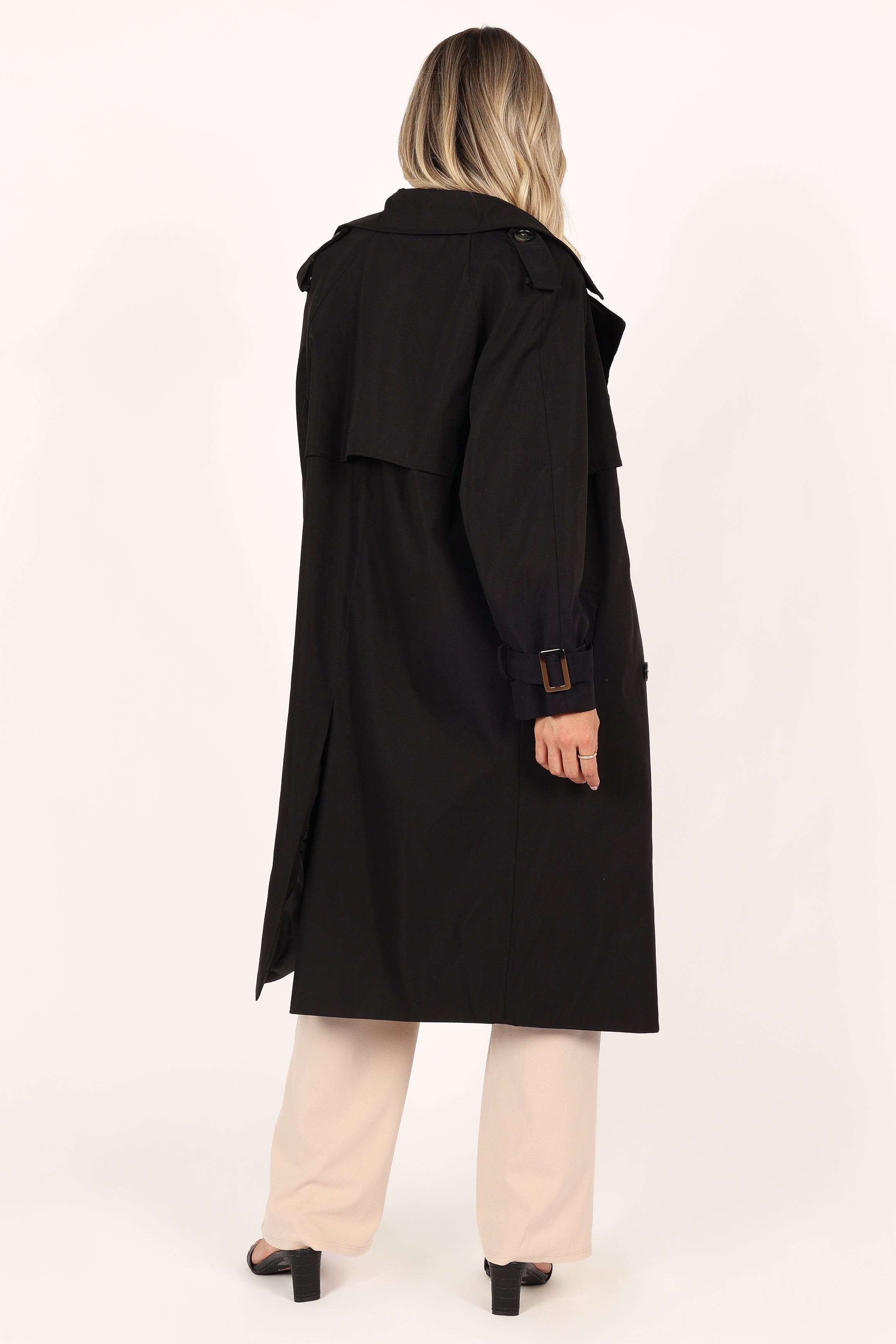 Petal and Pup USA OUTERWEAR Trina Button Front Trench Coat - Black