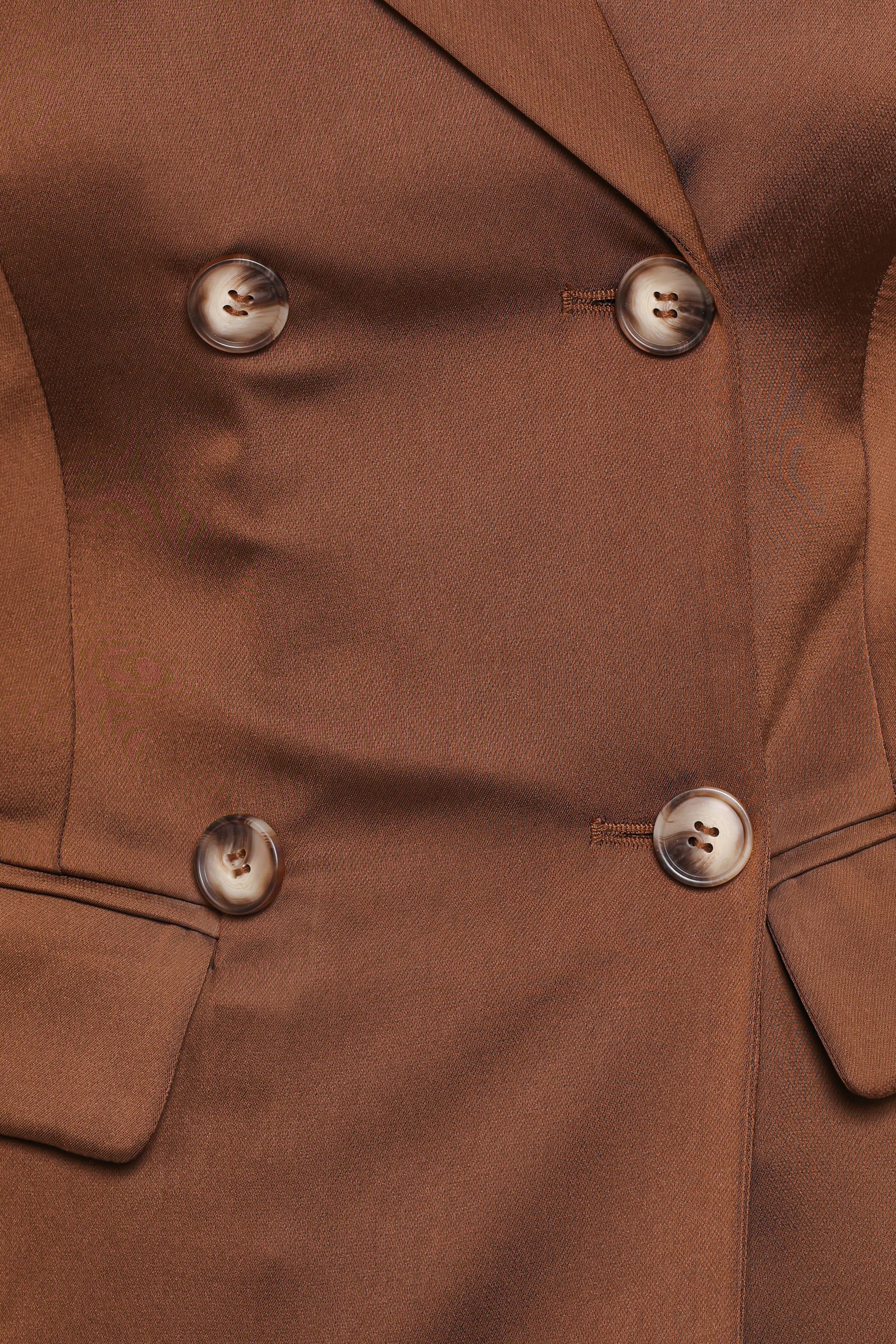 Petal and Pup USA OUTERWEAR Trina Satin Blazer - Brown