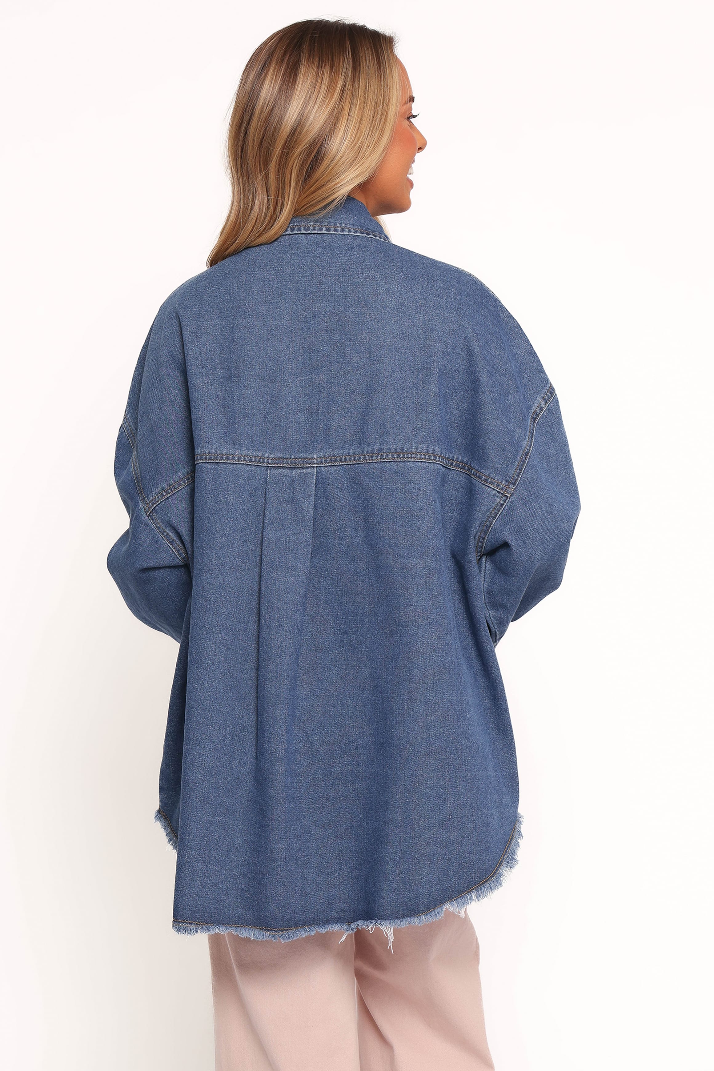 Petal and Pup USA OUTERWEAR Twiggy Frayed Edge Denim Shacket - Denim