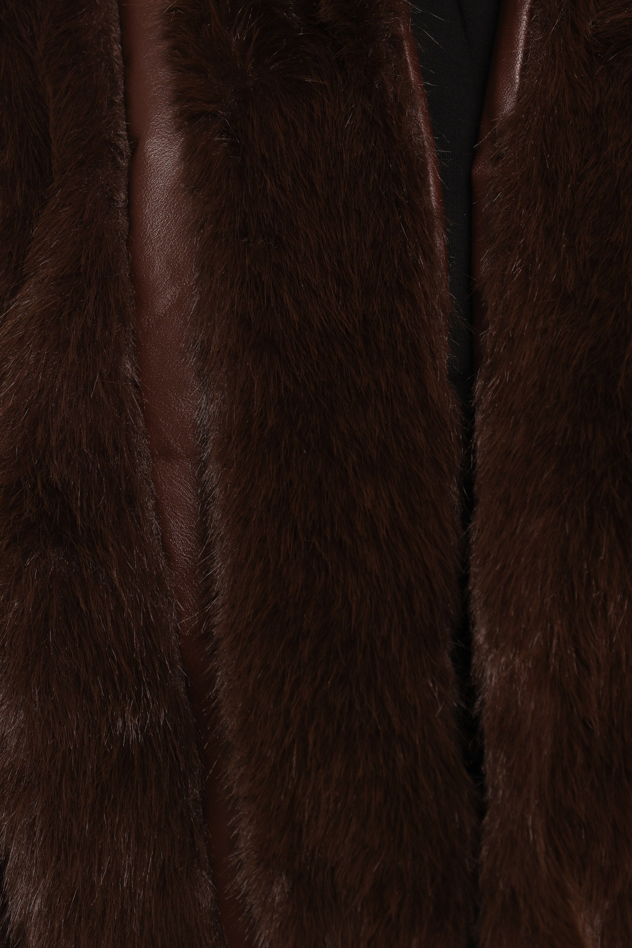 Petal and Pup USA OUTERWEAR Velma Channel Faux Fur Jacket - Chocolate