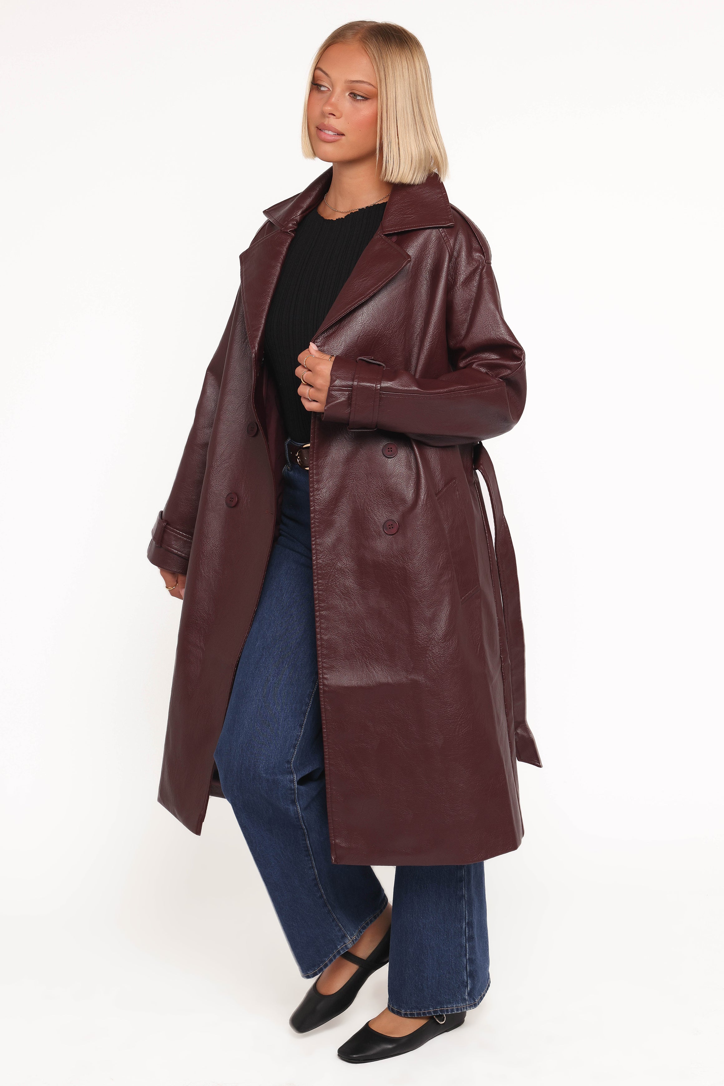 Petal and Pup USA OUTERWEAR Vita Faux Leather Jacket - Burgundy