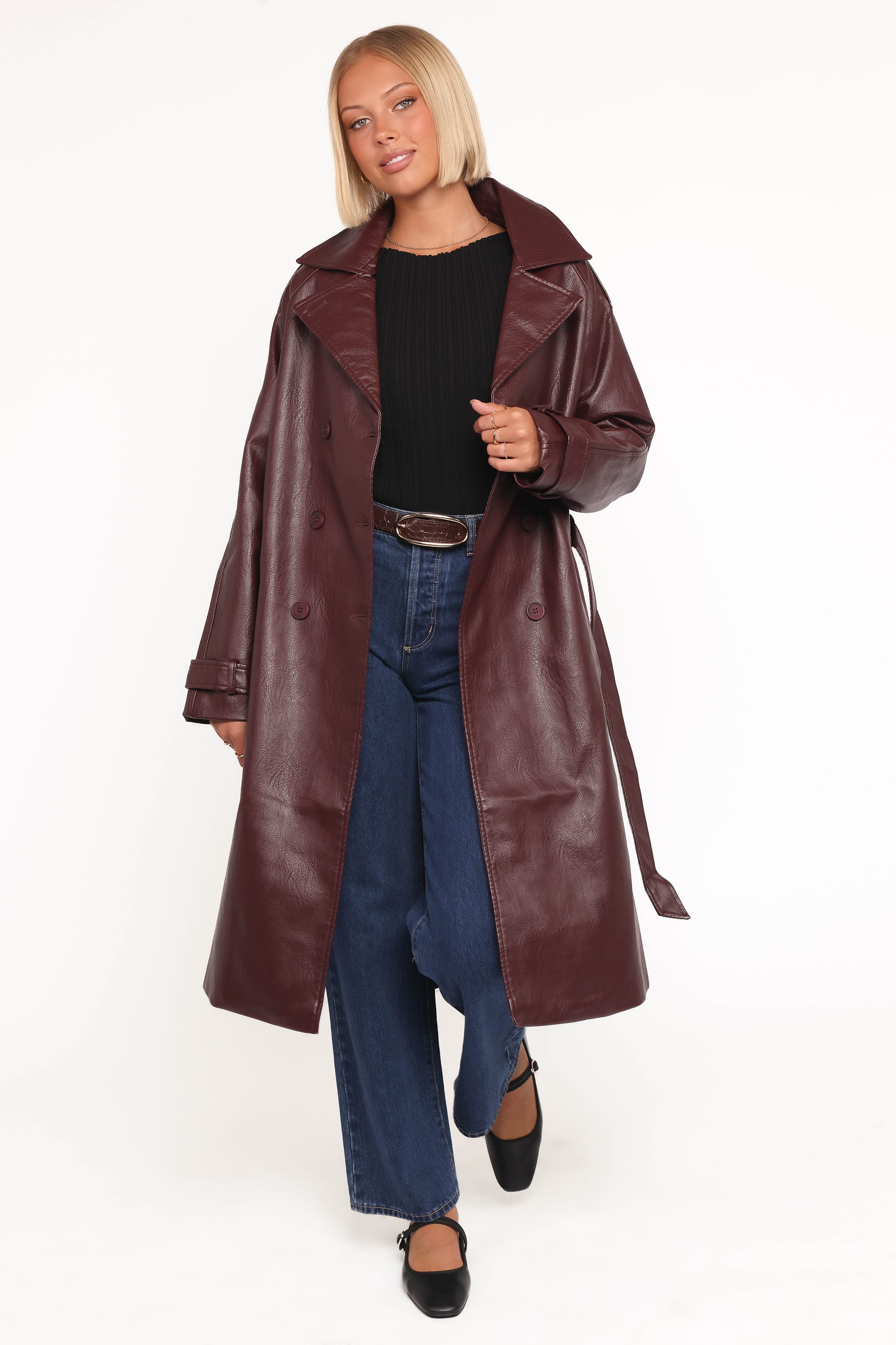 Petal and Pup USA OUTERWEAR Vita Faux Leather Jacket - Burgundy