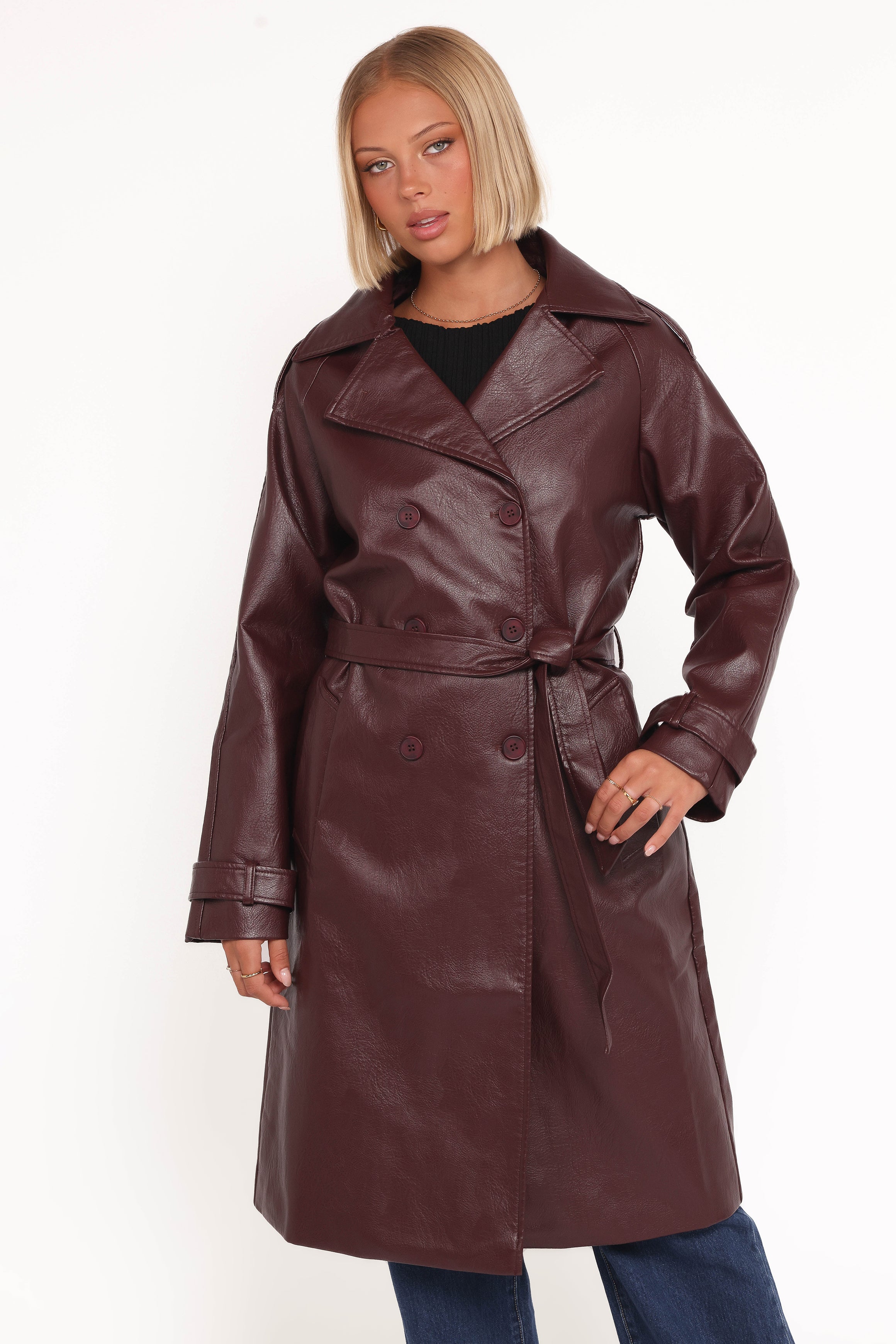 Petal and Pup USA OUTERWEAR Vita Faux Leather Jacket - Burgundy