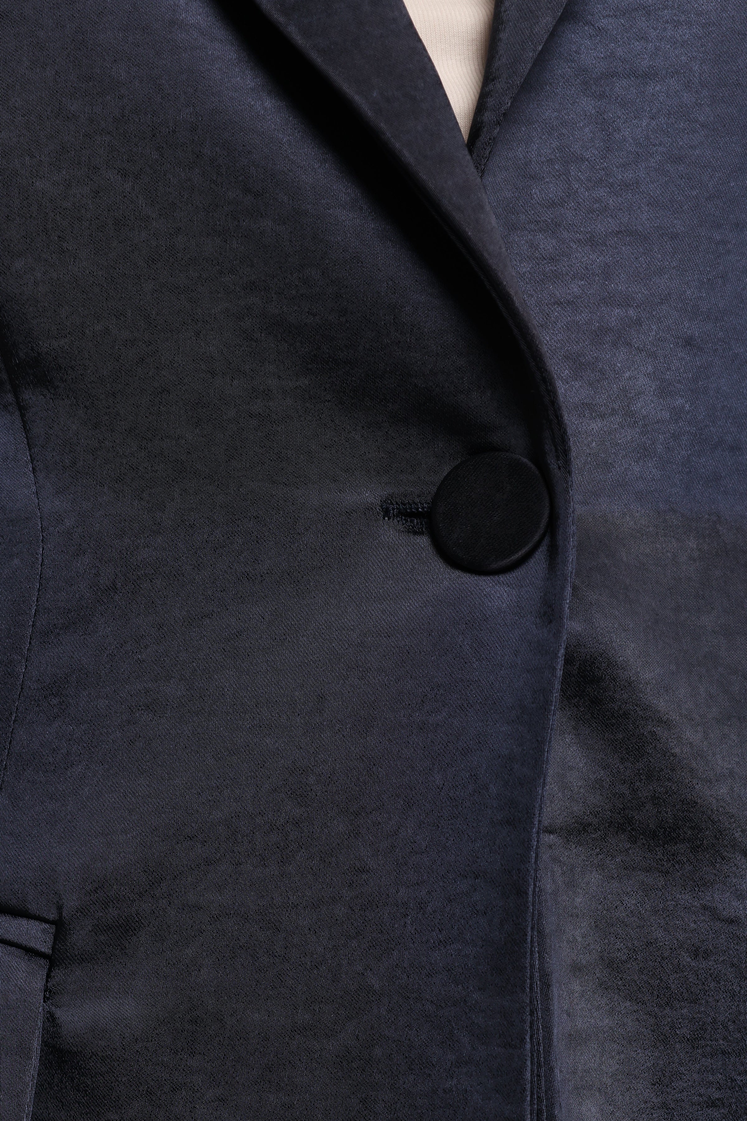 Petal and Pup USA OUTERWEAR Williams Single Button Matte Satin Blazer - Navy