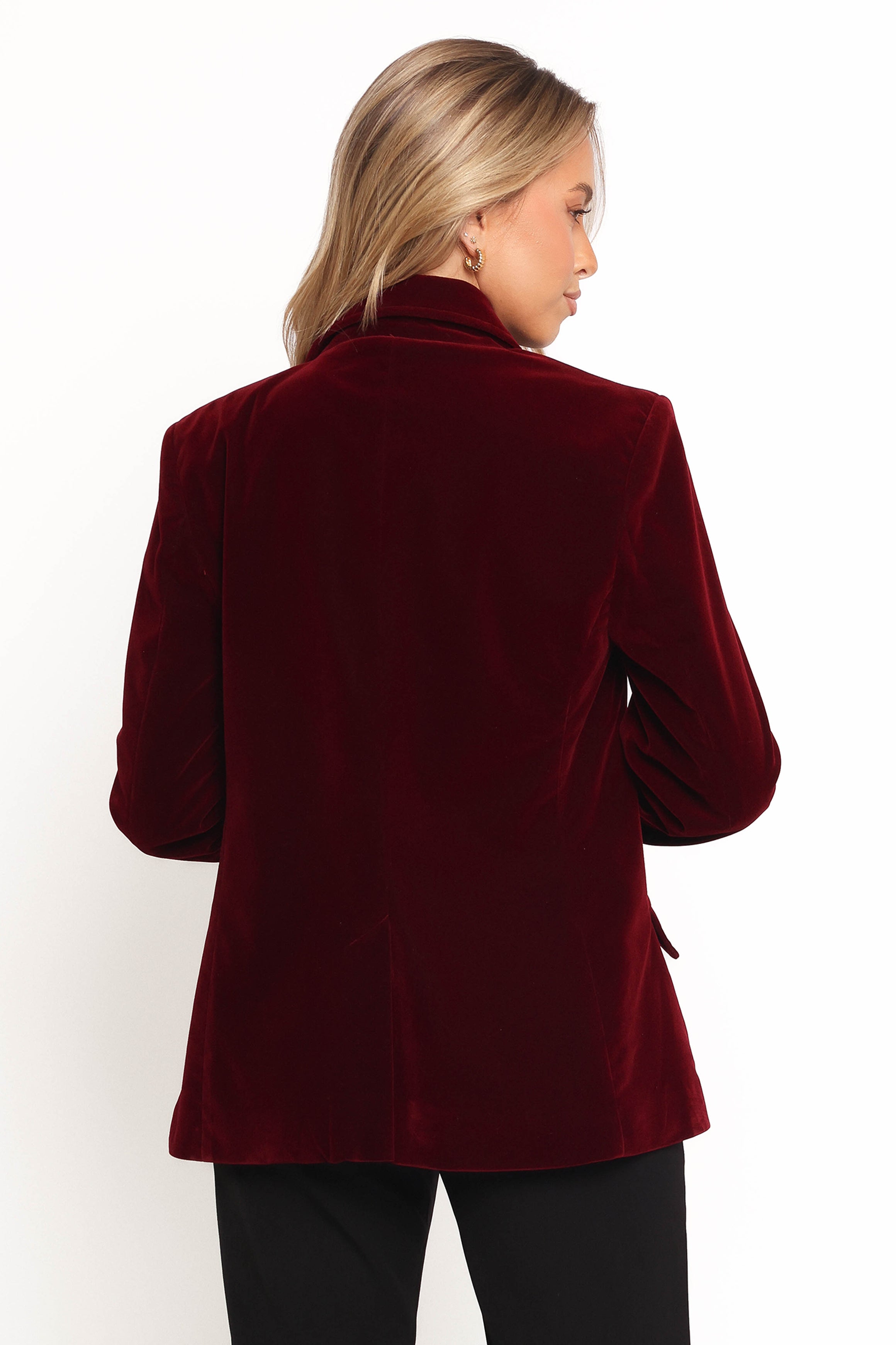 Petal and Pup USA OUTERWEAR Zpya Single Button Velvet Blazer - Berry