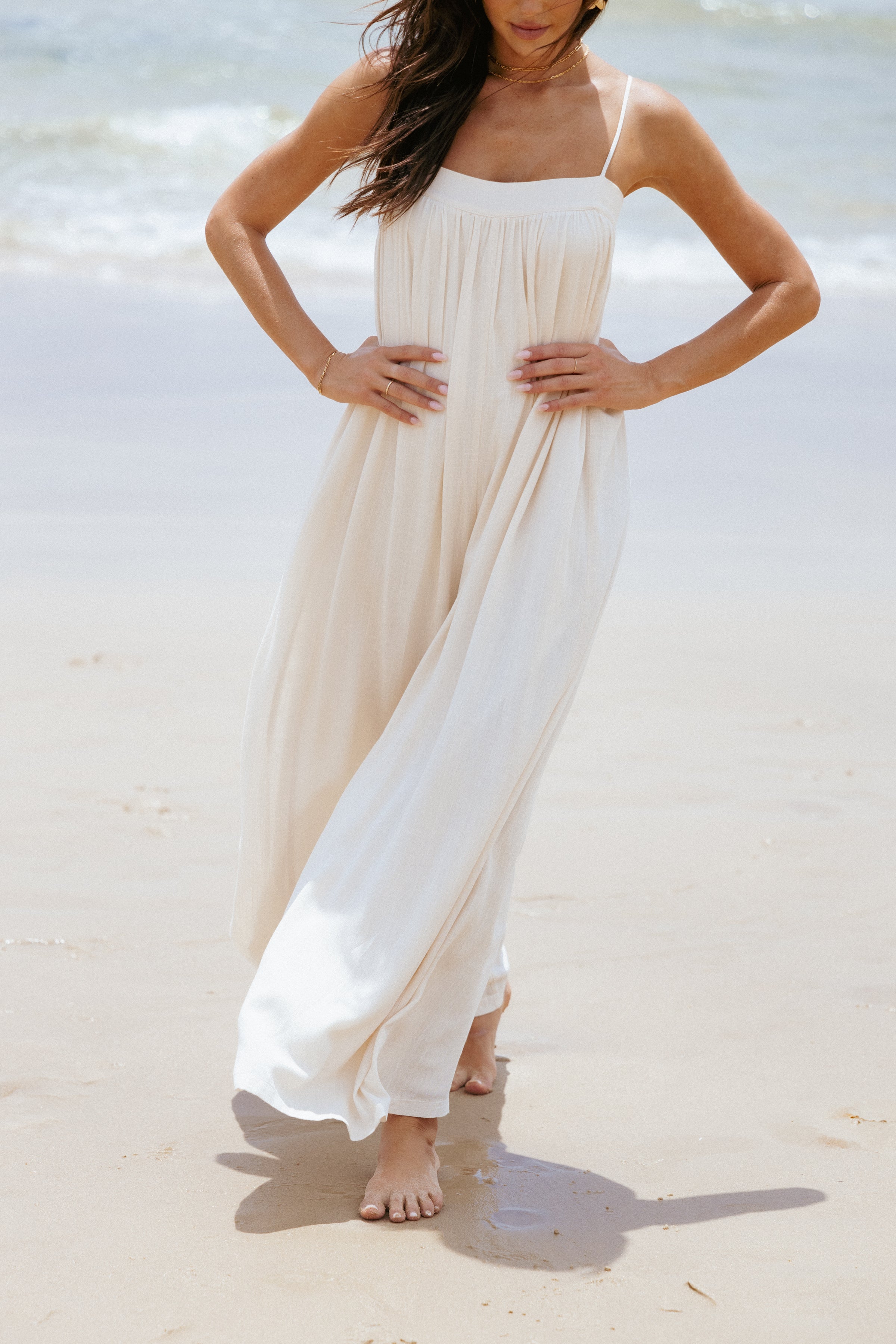 Petal and Pup USA PLAYSUITS Abegail Flowy Jumpsuit - Cream