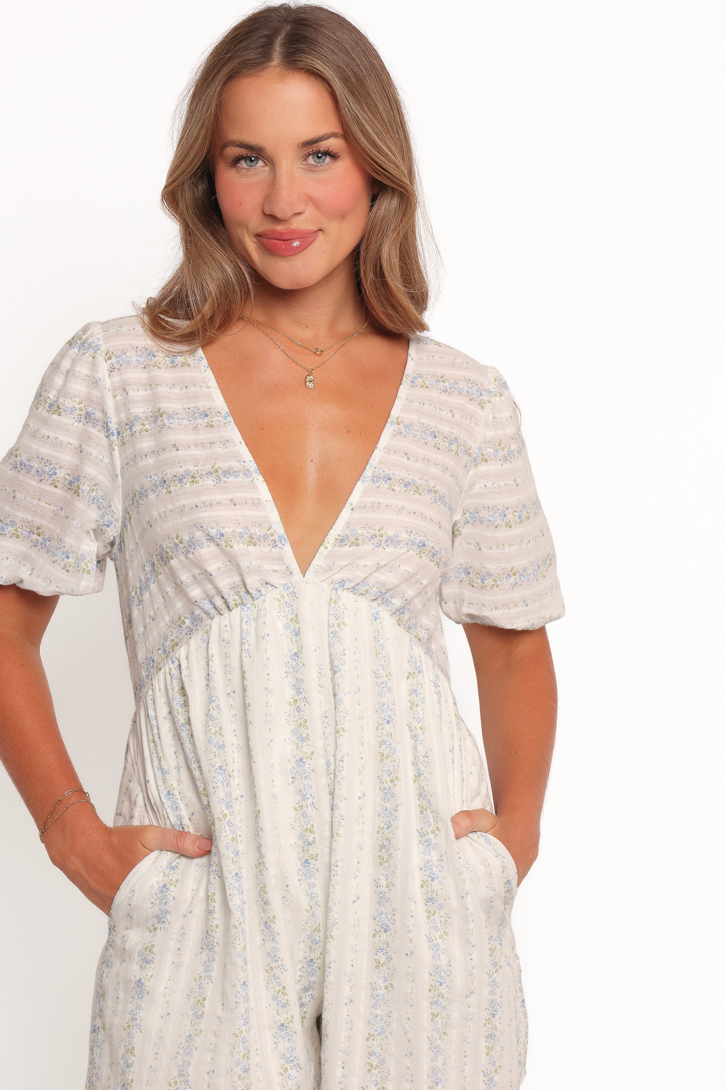 Petal and Pup USA PLAYSUITS Aisley Romper - White (Hold for Amazon)