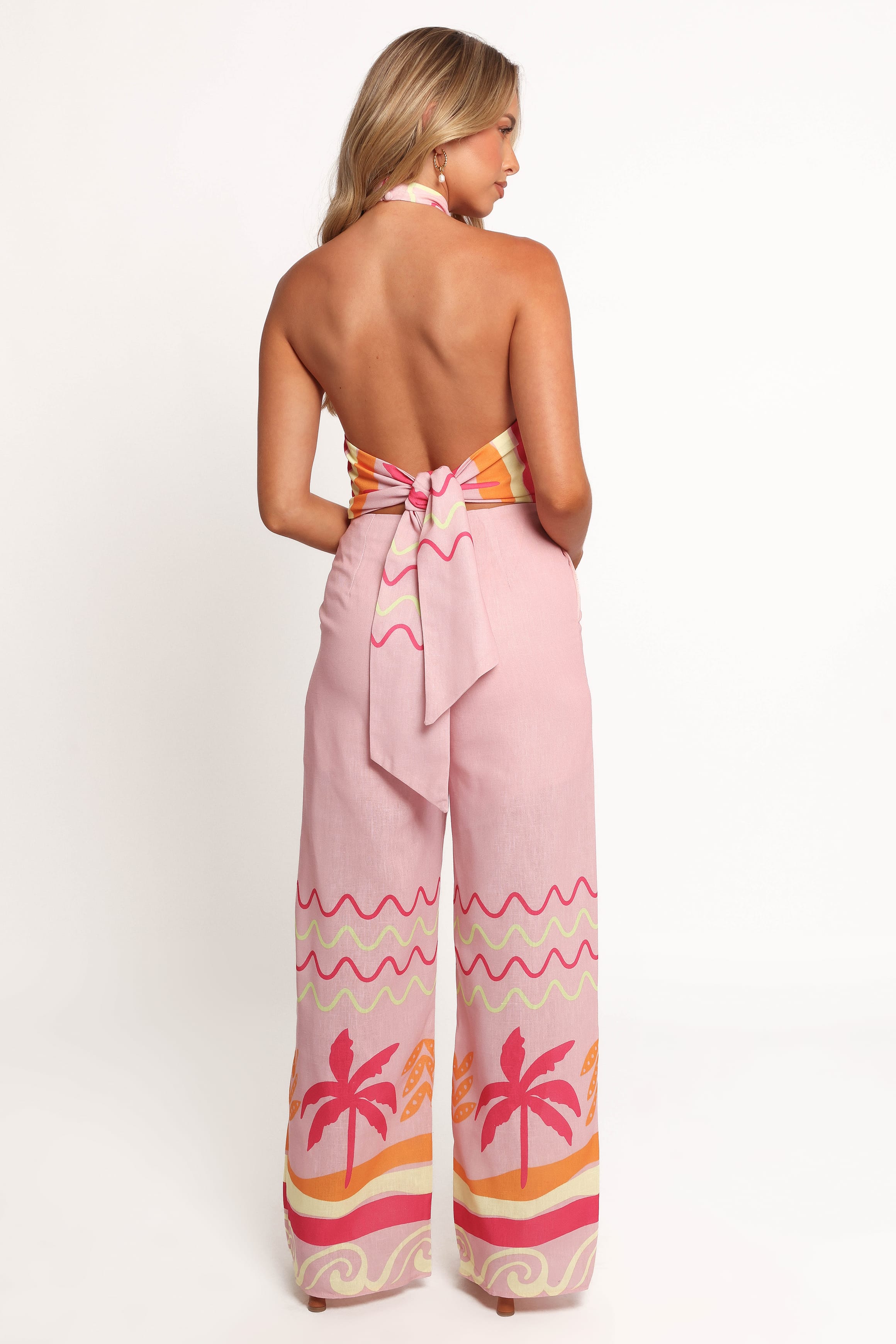 Petal and Pup USA PLAYSUITS Aryn Halterneck Jumpsuit - Pink Palm