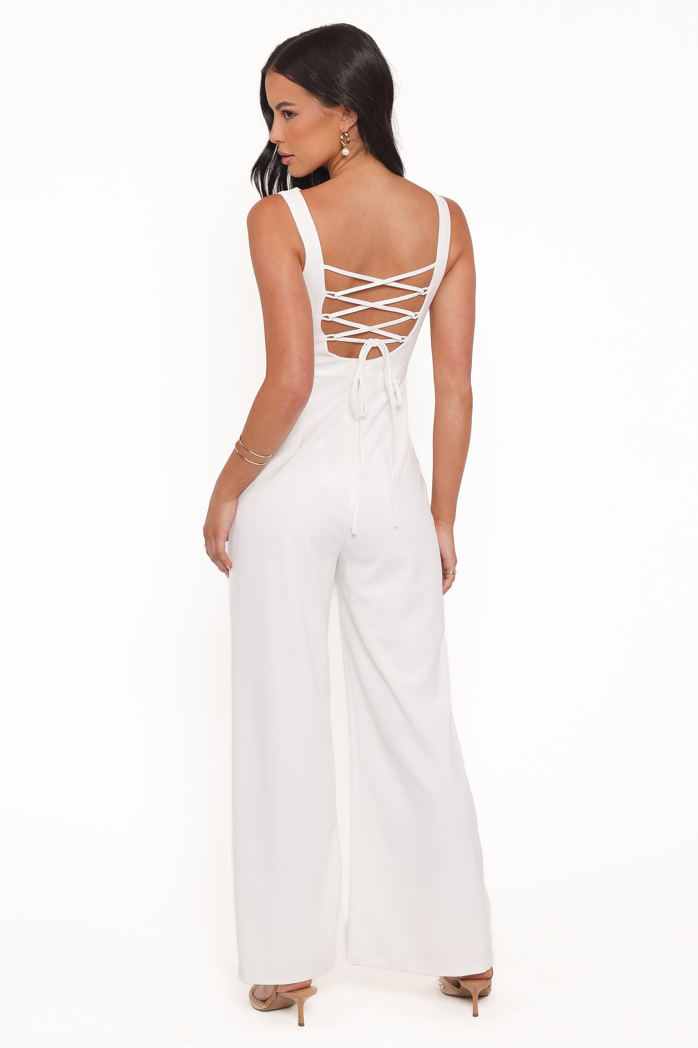 Petal and Pup USA PLAYSUITS Brenda Lace Back Jumpsuit - White