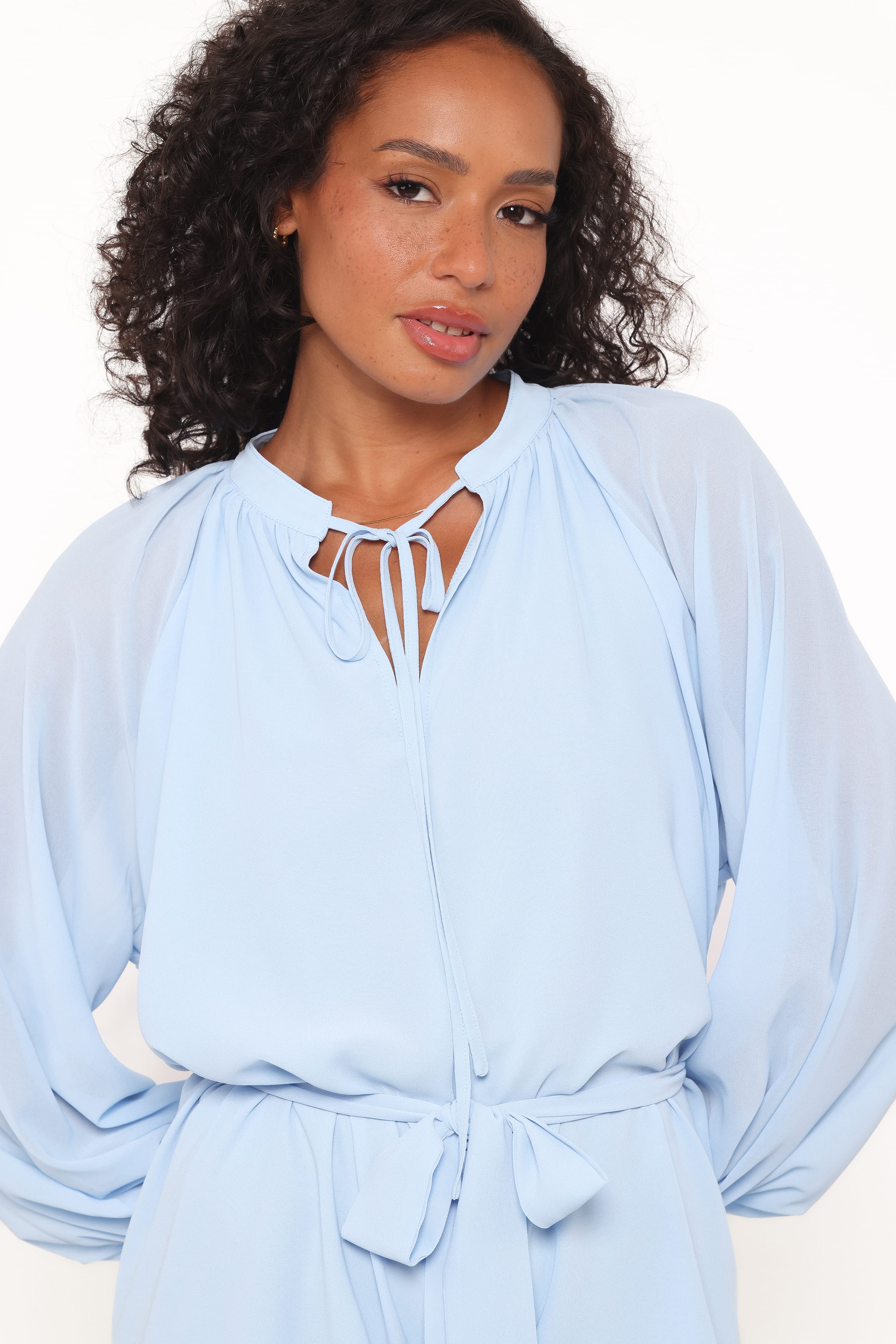 Petal and Pup USA PLAYSUITS Brianna Long Sleeve Romper - Blue