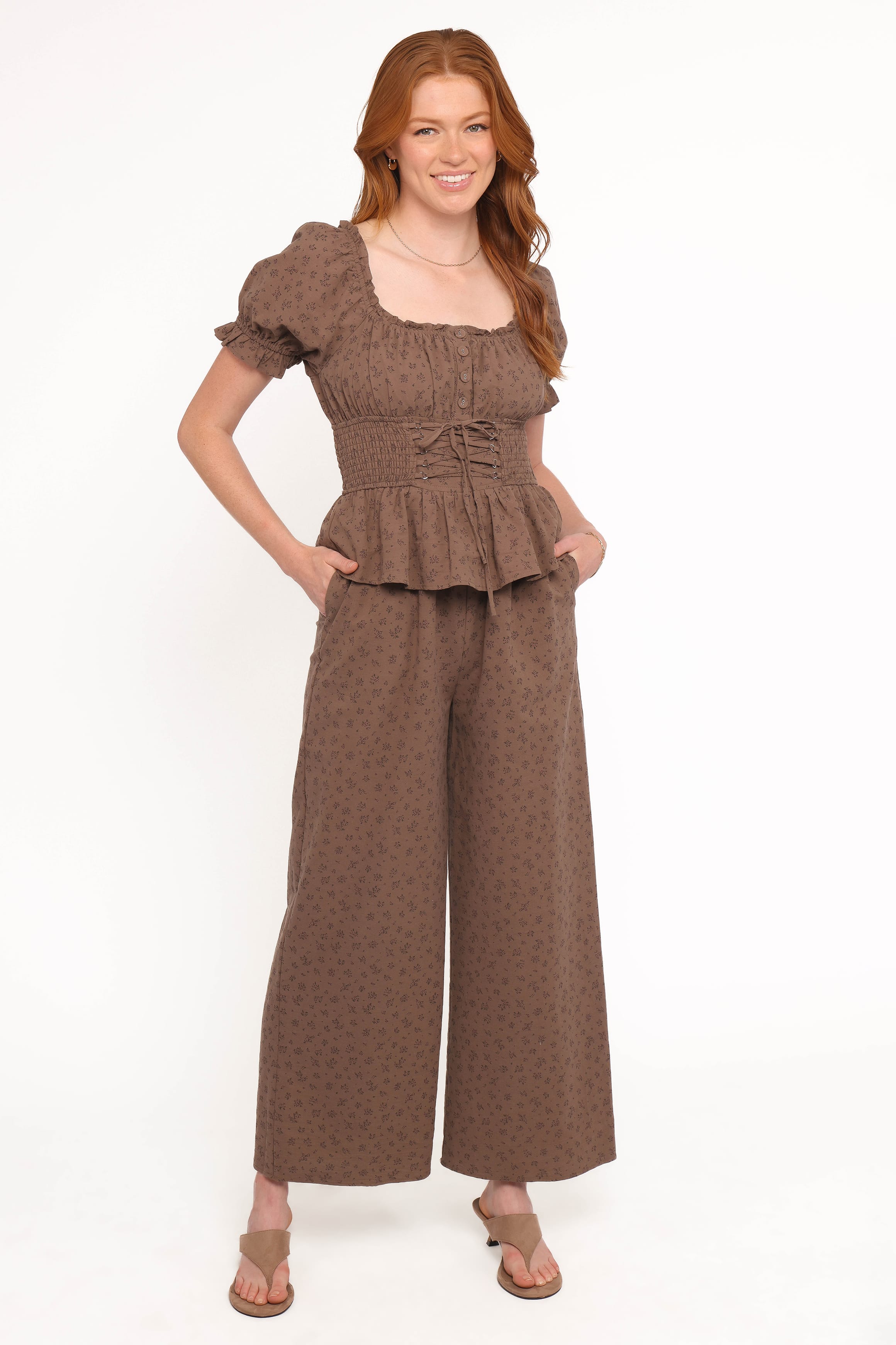Petal and Pup USA PLAYSUITS Bridget Jumpsuit - Taupe Purple Floral