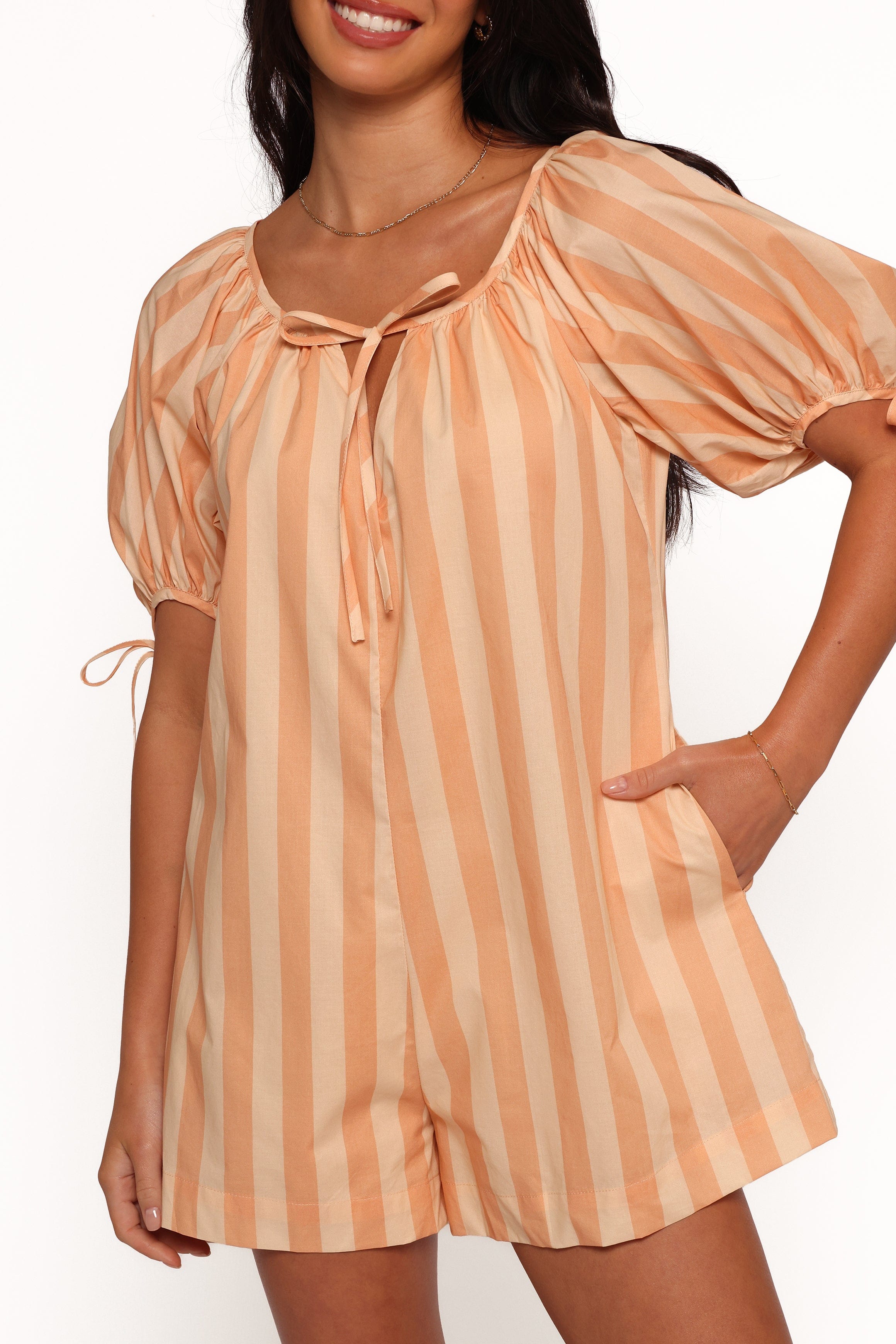 Petal and Pup USA PLAYSUITS Carina Striped Romper - Terracotta Stripe