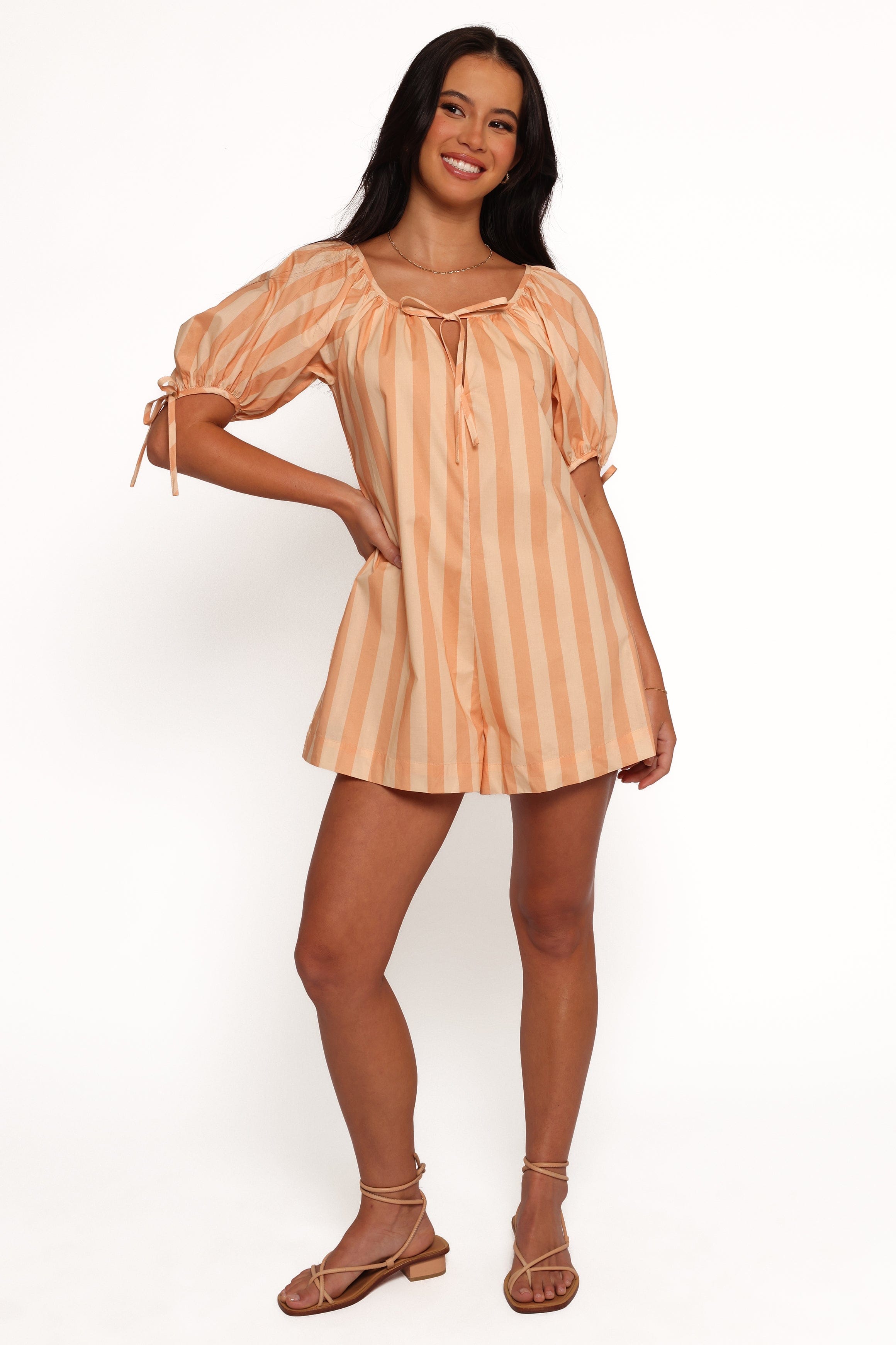 Petal and Pup USA PLAYSUITS Carina Striped Romper - Terracotta Stripe