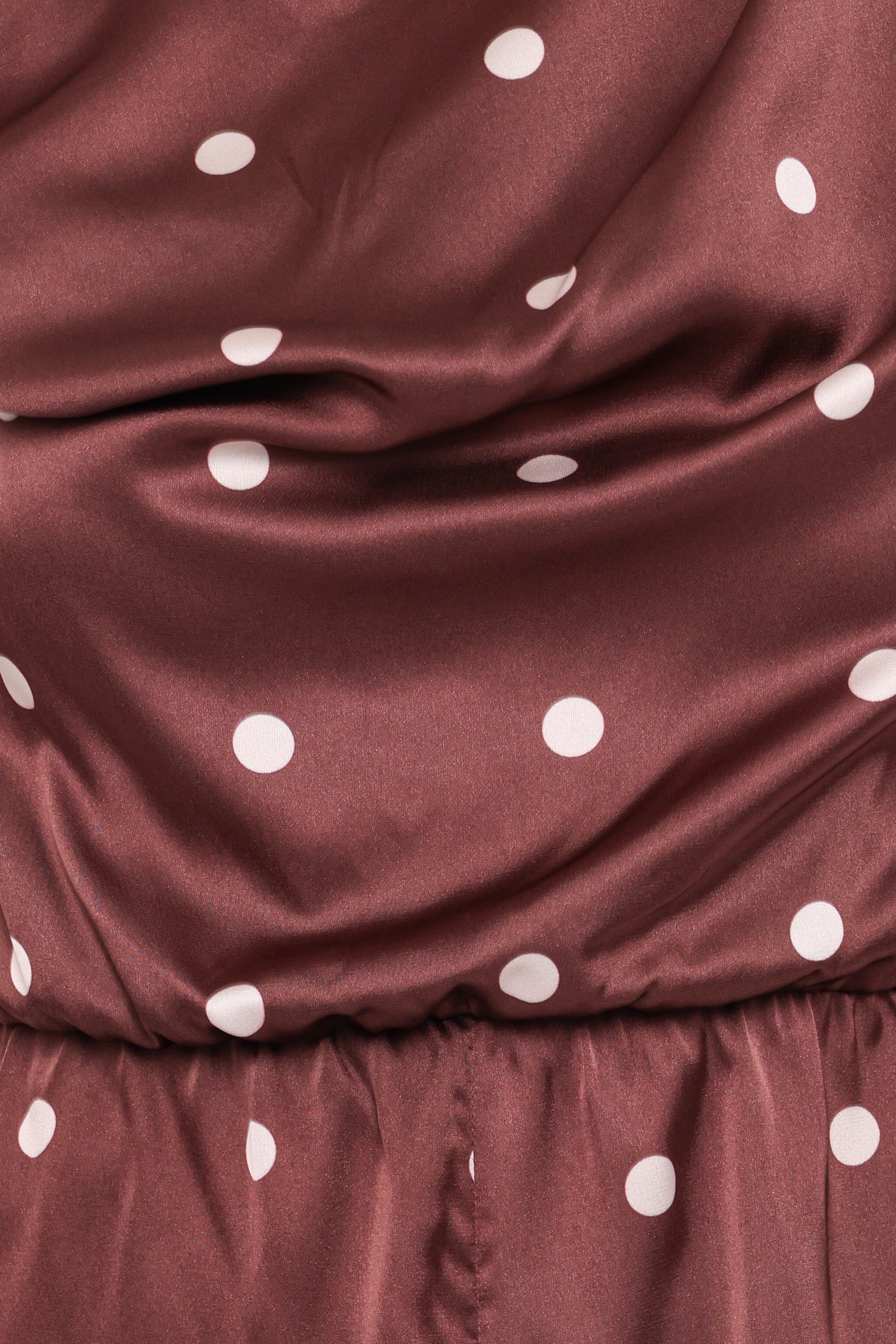 Petal and Pup USA PLAYSUITS Cassidy One Shoulder Romper - Brown Polka Dot
