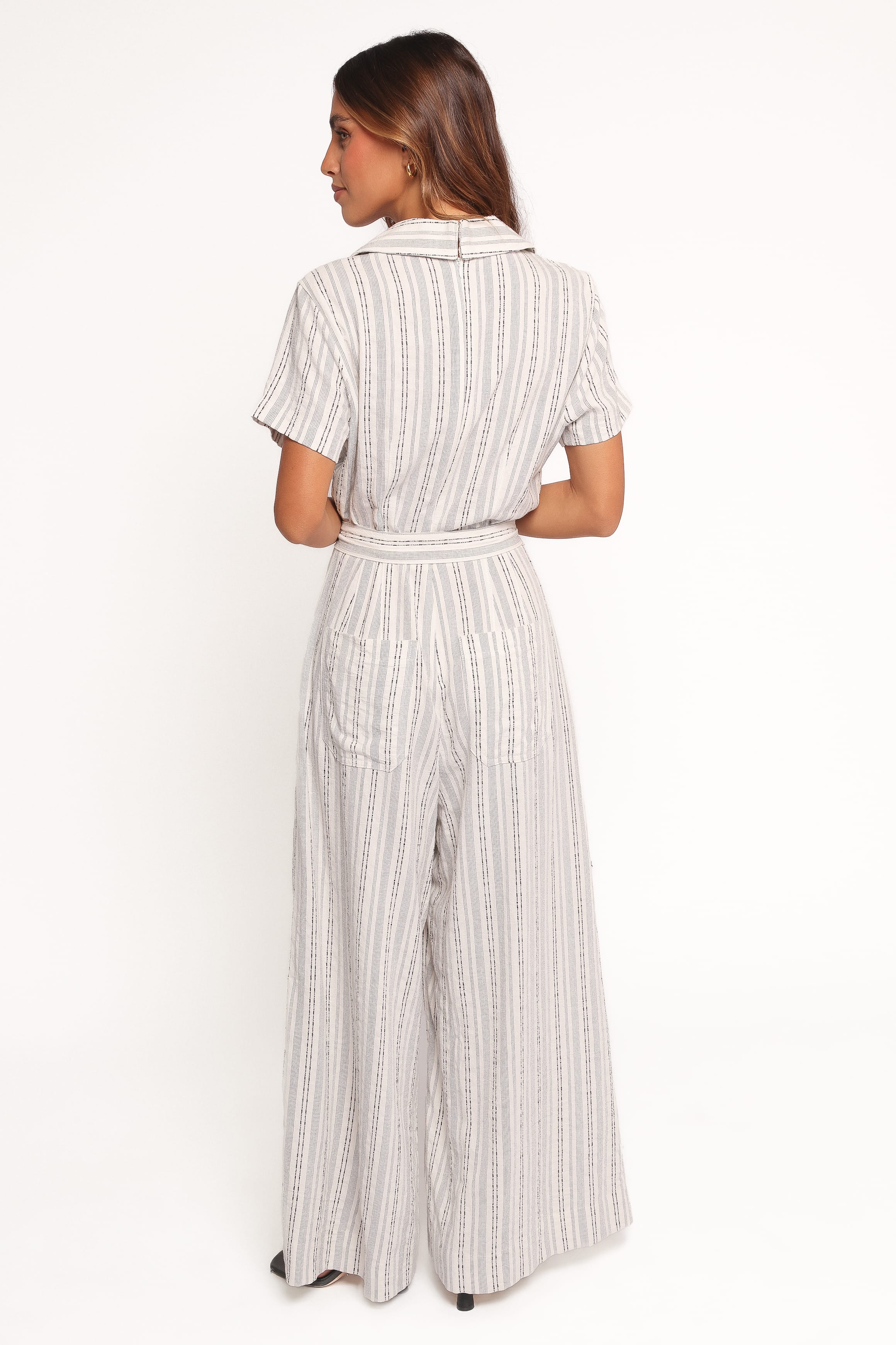Petal and Pup USA PLAYSUITS Daila Tie Waist Jumpsuit - White Black