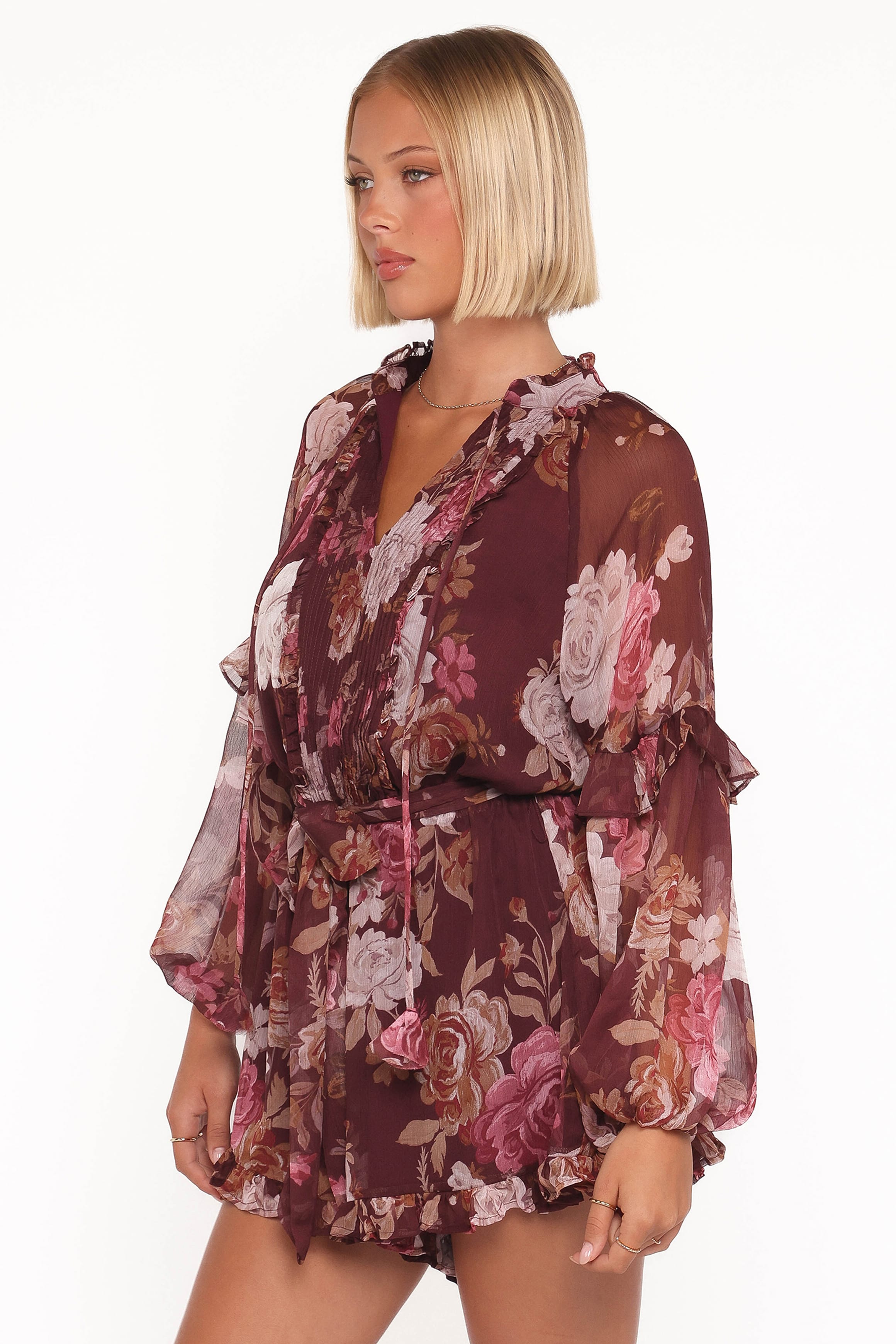 Petal and Pup USA PLAYSUITS Delaney Long Sleeve Romper - Brandy Bloom