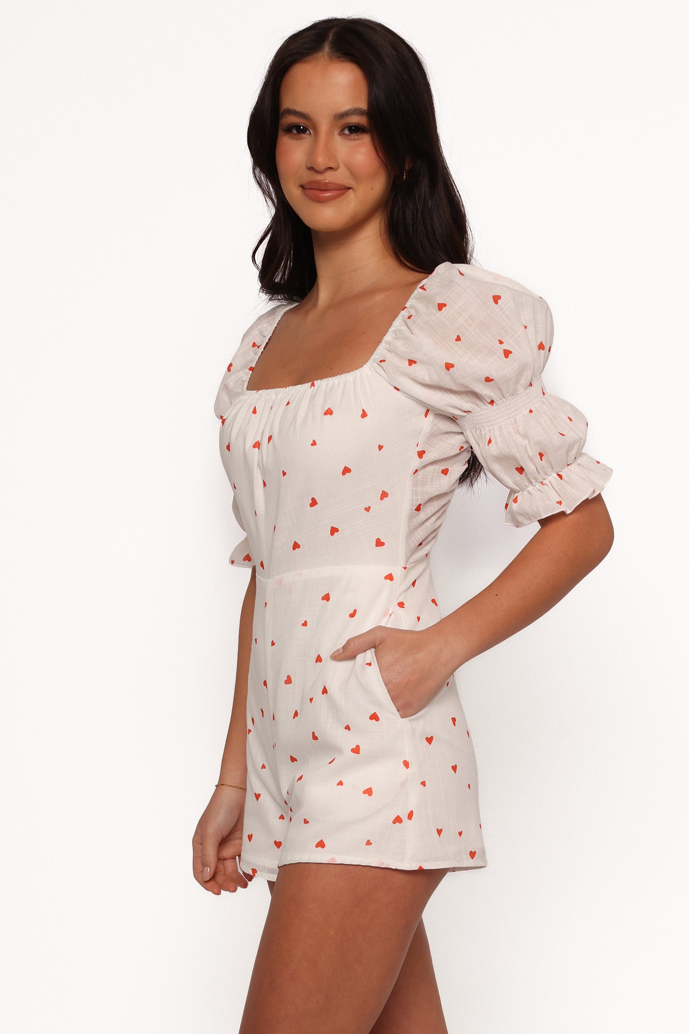 Petal and Pup USA PLAYSUITS Emerson Romper - Ditsy Heart (Hold for Amazon)