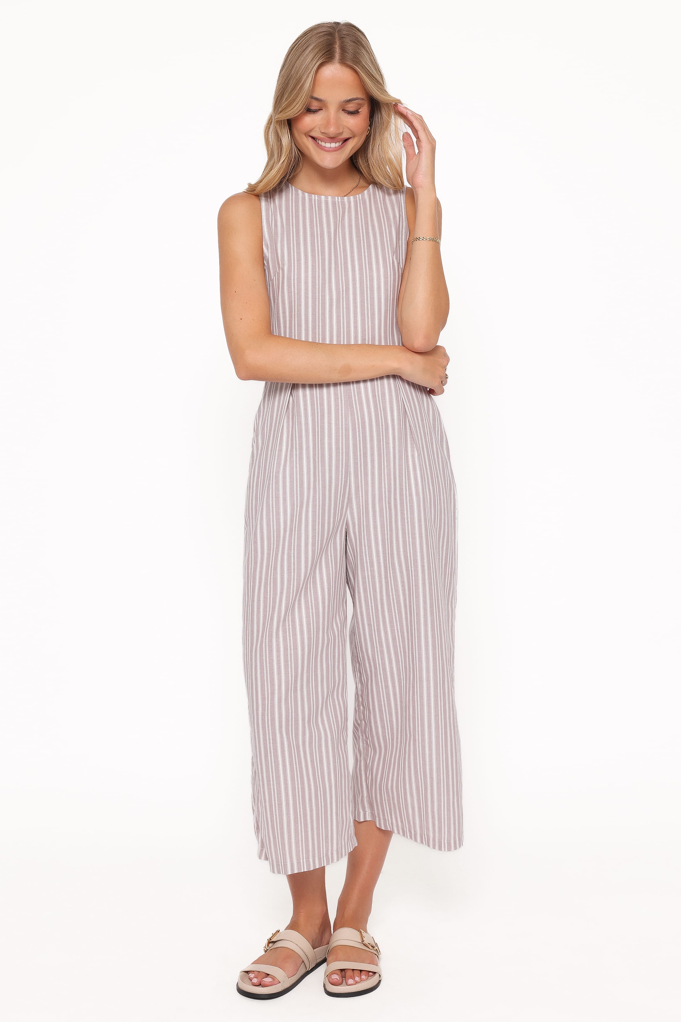 Petal and Pup USA PLAYSUITS Ester Jumpsuit - Beige/White Stripe